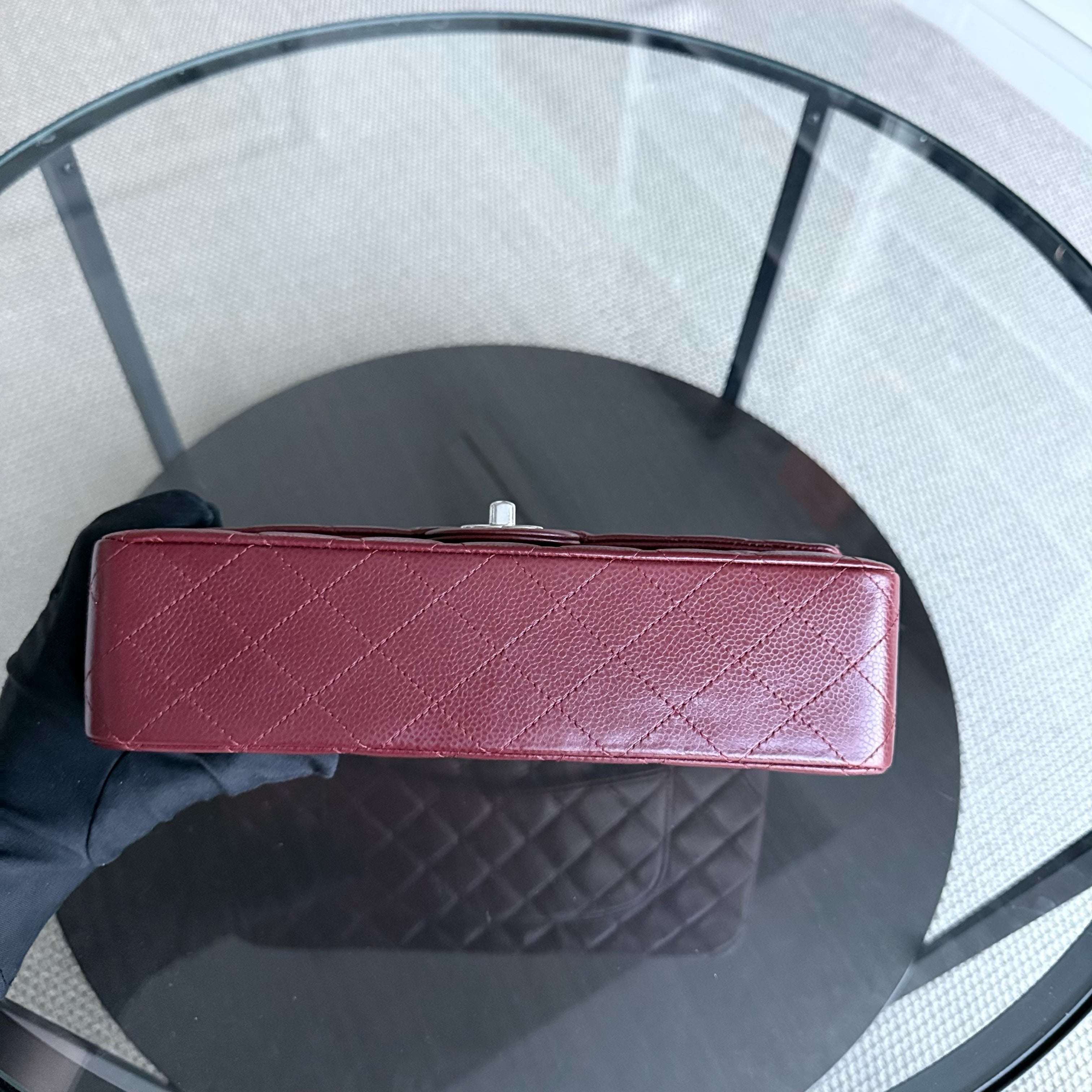 Chanel Classic Flap Medium - Caviar 25CM Quilted Grained Calfskin Burgundy Dark Red Silver Hardware Series 15