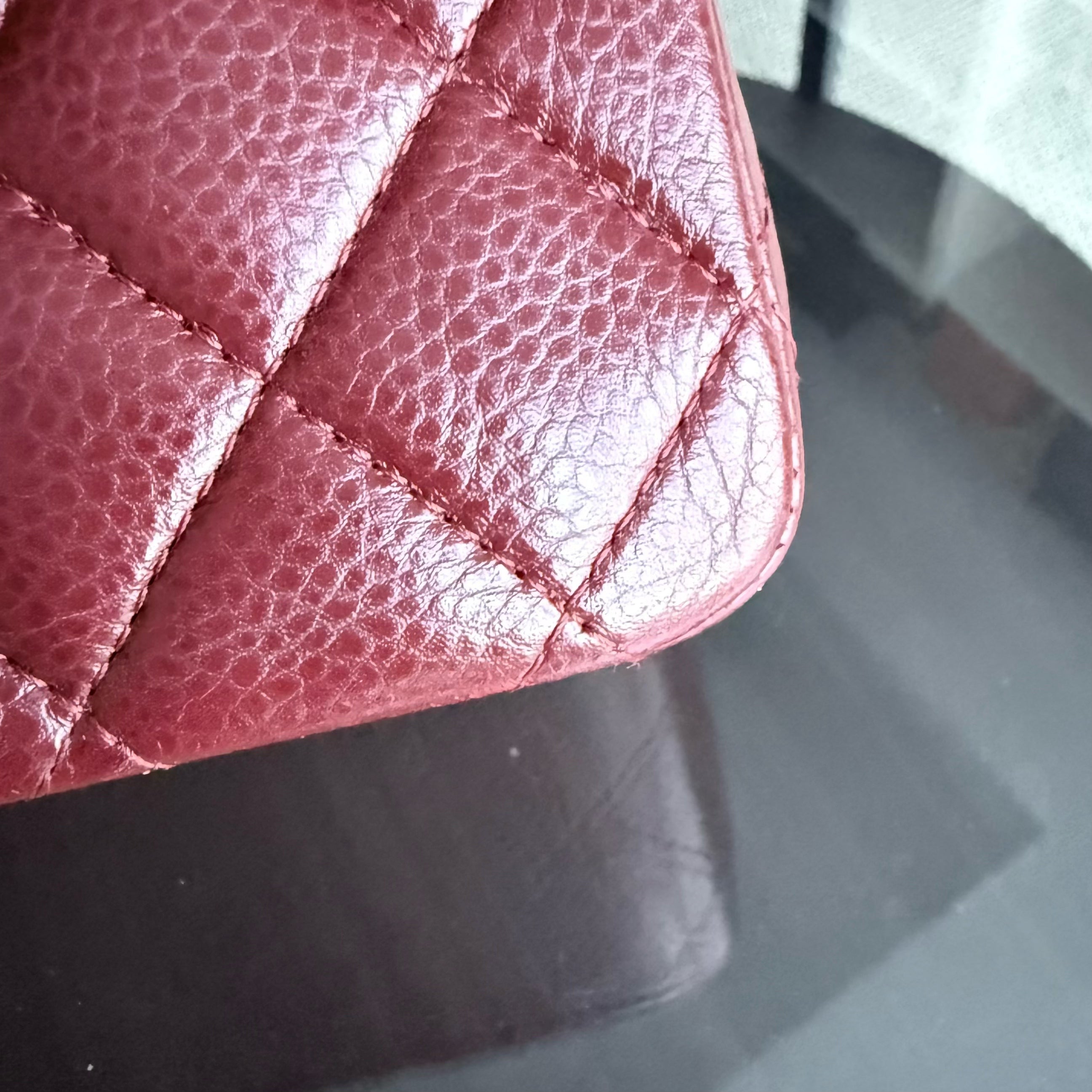 Chanel Classic Flap Medium - Caviar 25CM Quilted Grained Calfskin Burgundy Dark Red Silver Hardware Series 15
