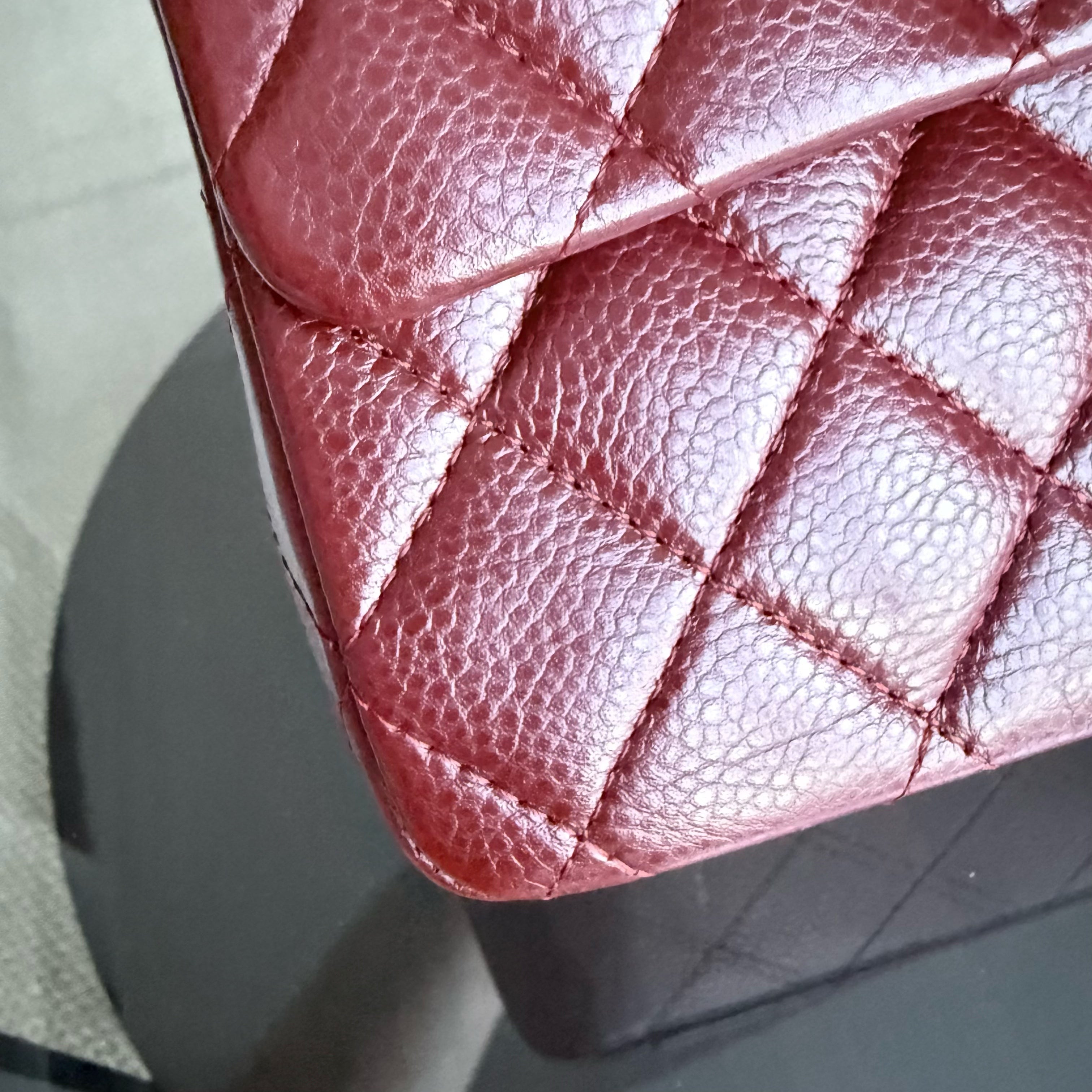 Chanel Classic Flap Medium - Caviar 25CM Quilted Grained Calfskin Burgundy Dark Red Silver Hardware Series 15