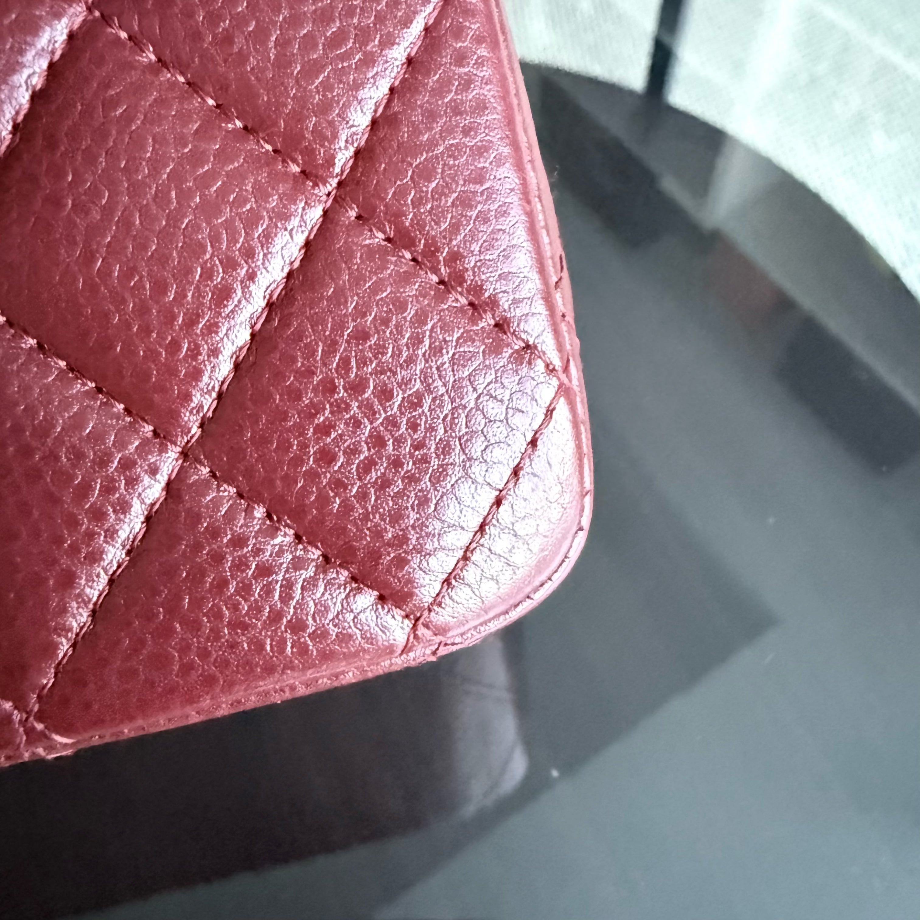 Chanel Classic Flap Medium - Caviar 25CM Quilted Grained Calfskin Burgundy Dark Red Silver Hardware Series 15