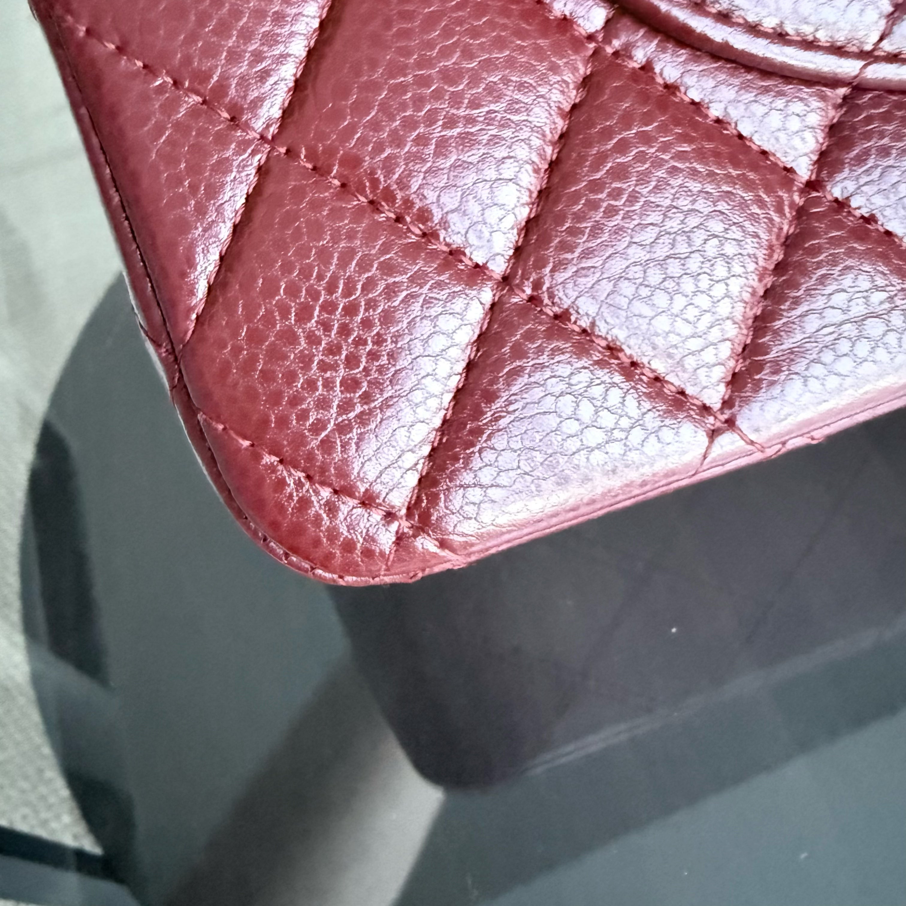 Chanel Classic Flap Medium - Caviar 25CM Quilted Grained Calfskin Burgundy Dark Red Silver Hardware Series 15