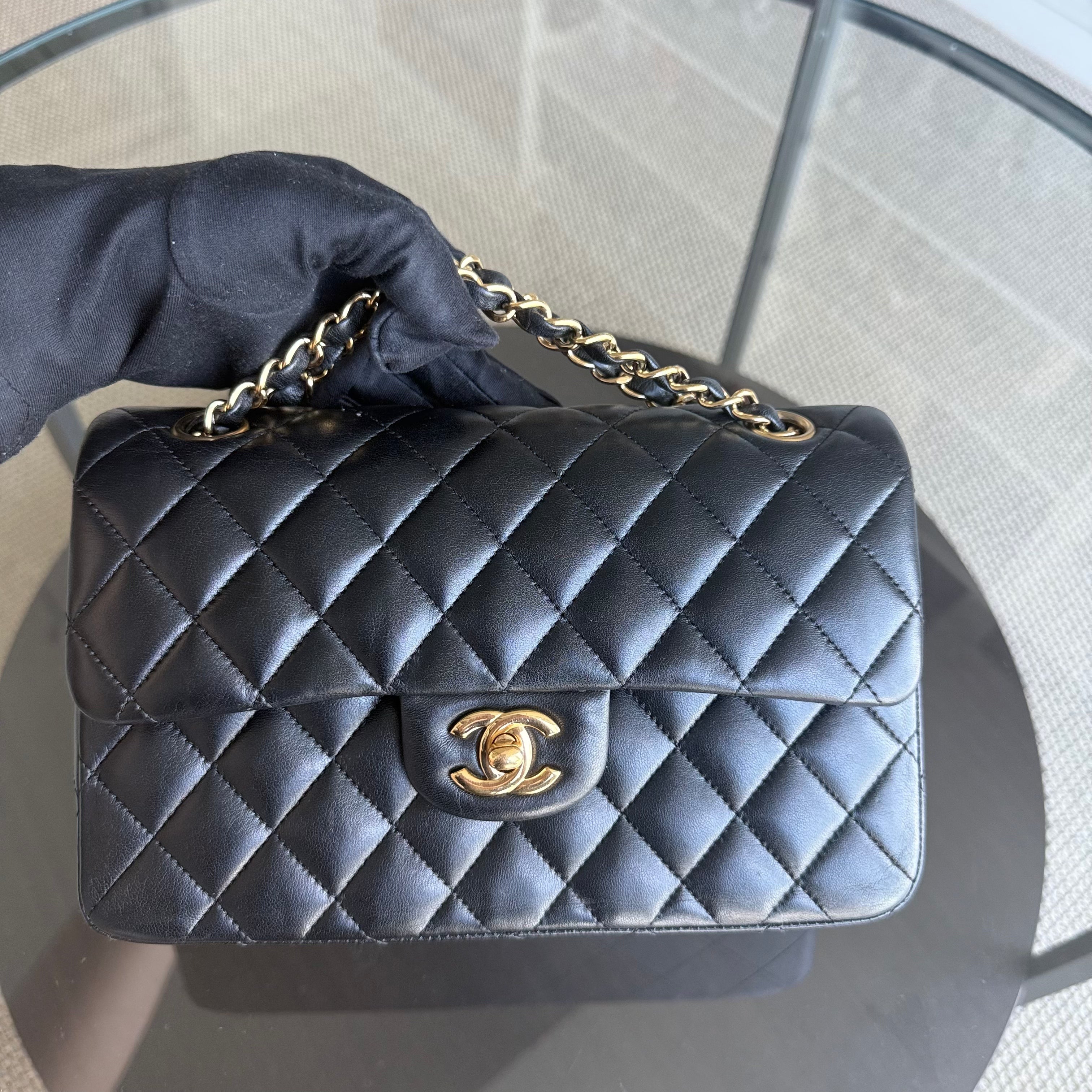 Chanel Classic Flap Small - 23CM Quilted Lambskin Black Gold Hardware Series 26