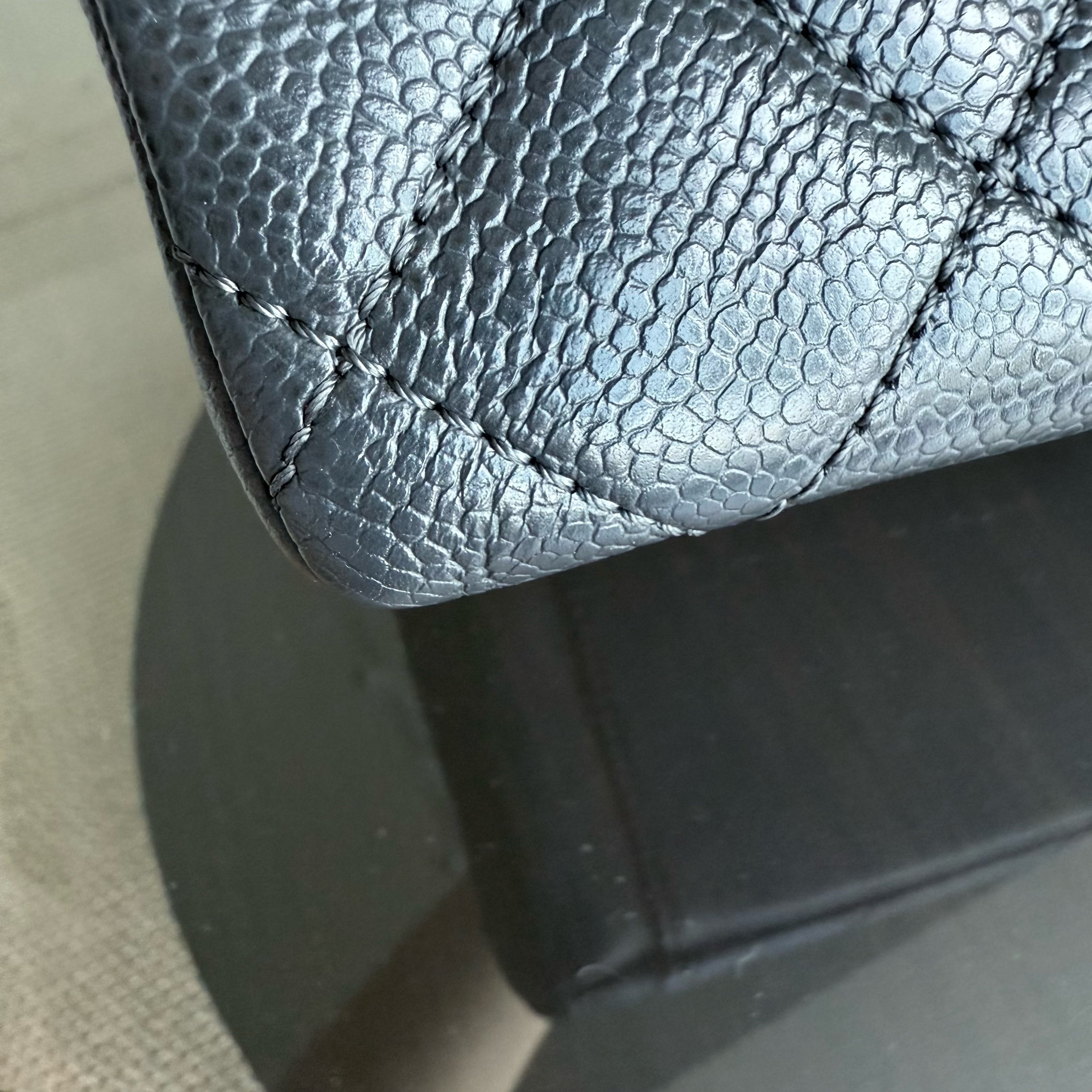 Chanel GST Grand Shopping Tote - Caviar Quilted Grained Calfskin Grey Gray Silver Hardware Series 18