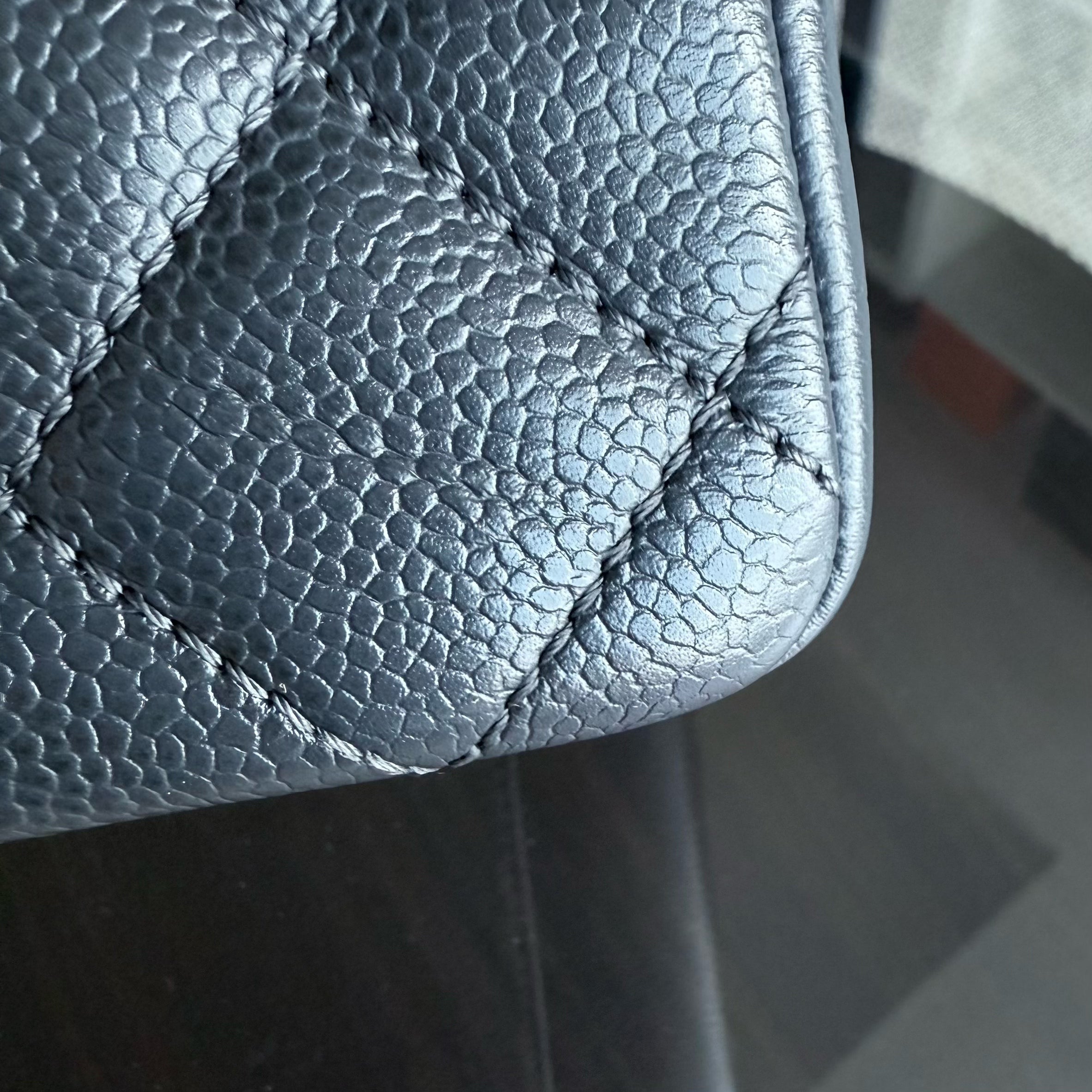 Chanel GST Grand Shopping Tote - Caviar Quilted Grained Calfskin Grey Gray Silver Hardware Series 18