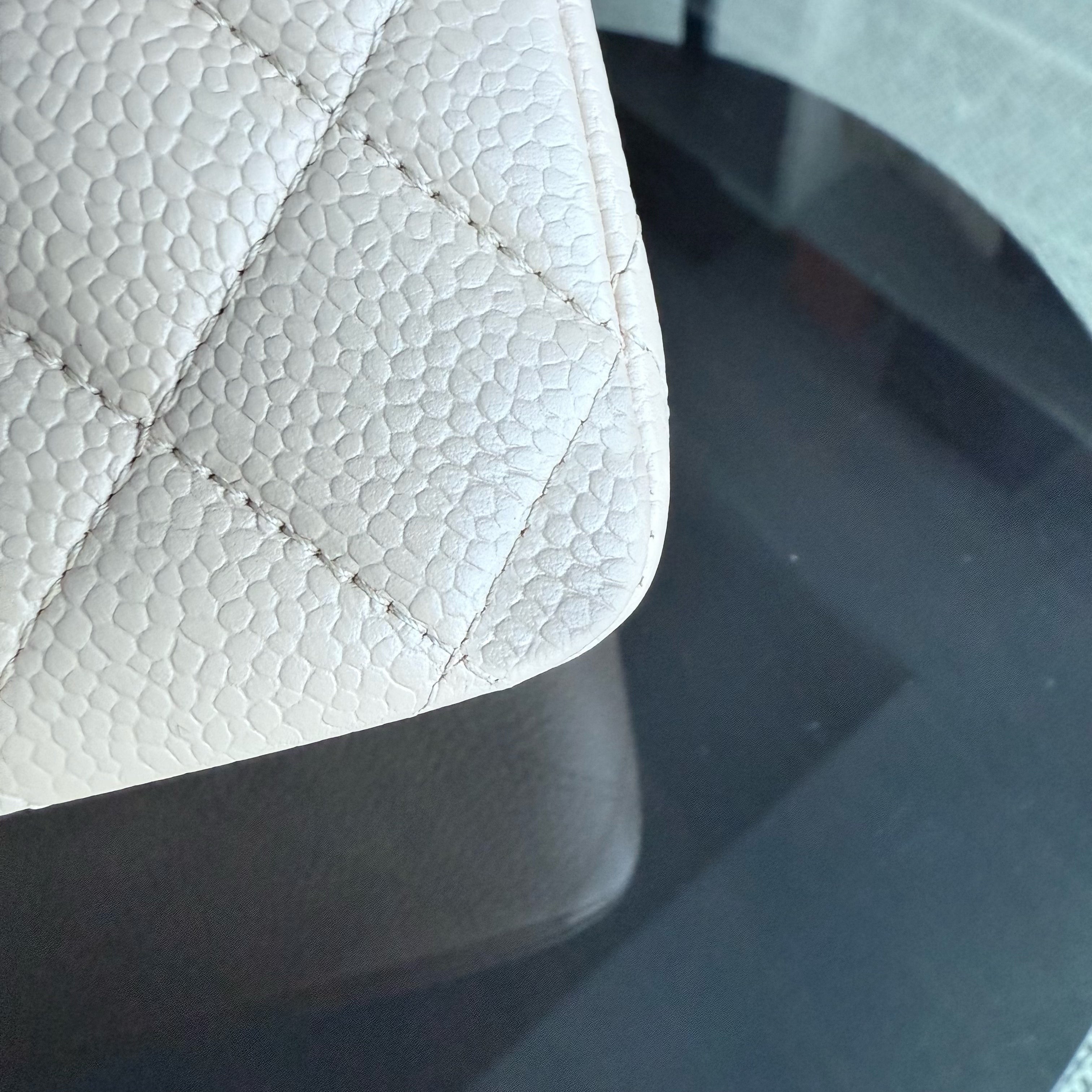 Chanel Classic Flap Medium - Caviar 25CM Quilted Grained Calfskin Beige Gold Hardware Series 13