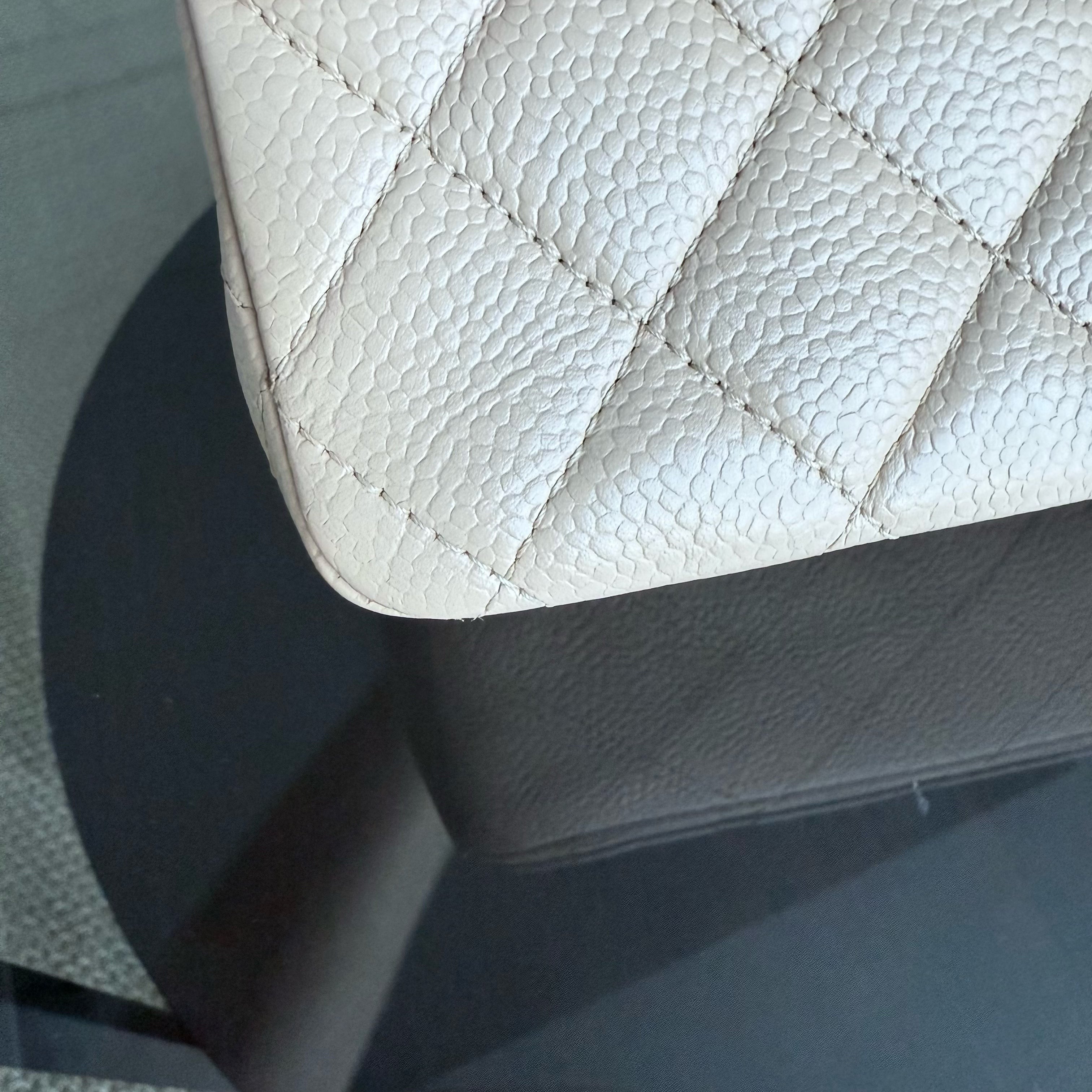 Chanel Classic Flap Medium - Caviar 25CM Quilted Grained Calfskin Beige Gold Hardware Series 13
