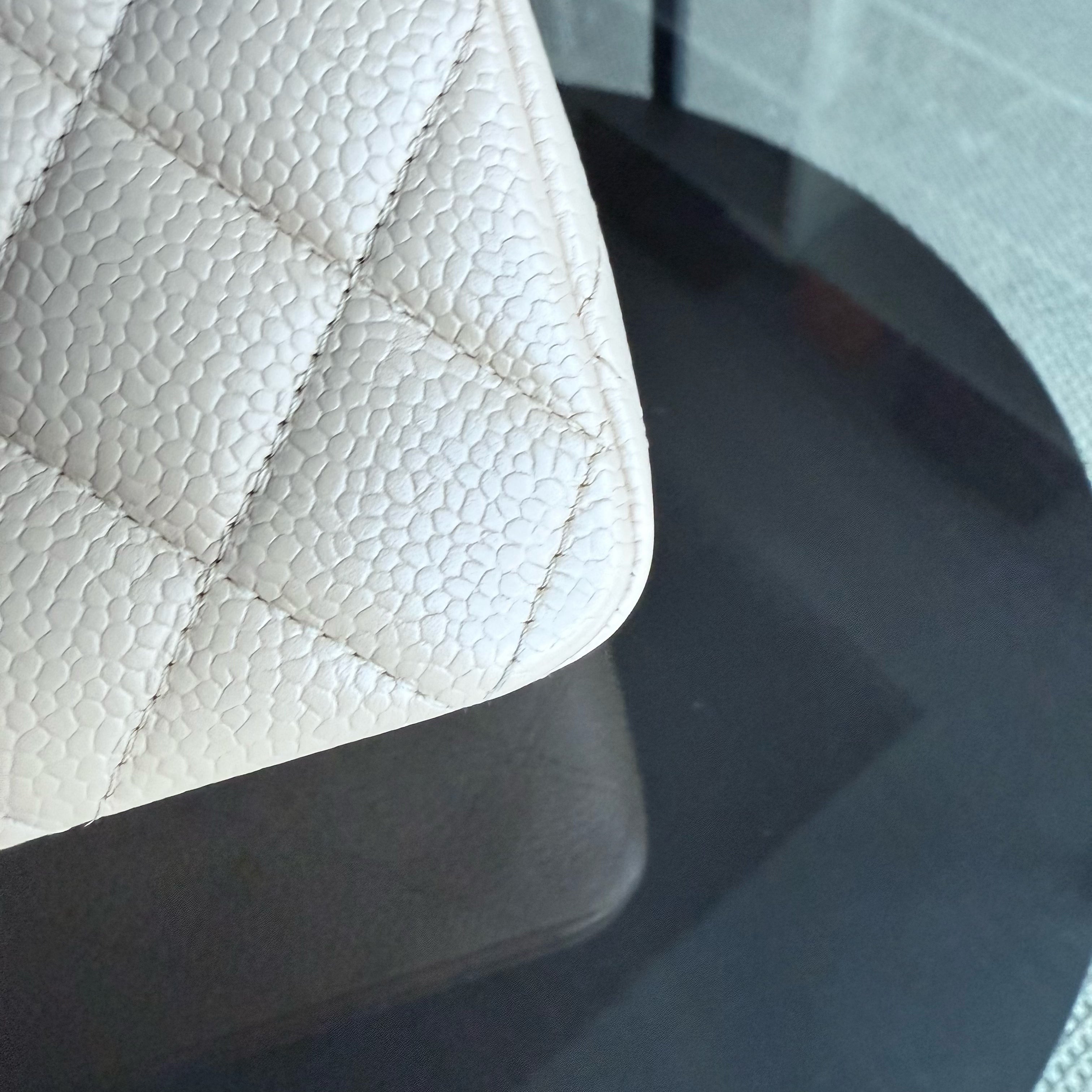 Chanel Classic Flap Medium - Caviar 25CM Quilted Grained Calfskin Beige Gold Hardware Series 13