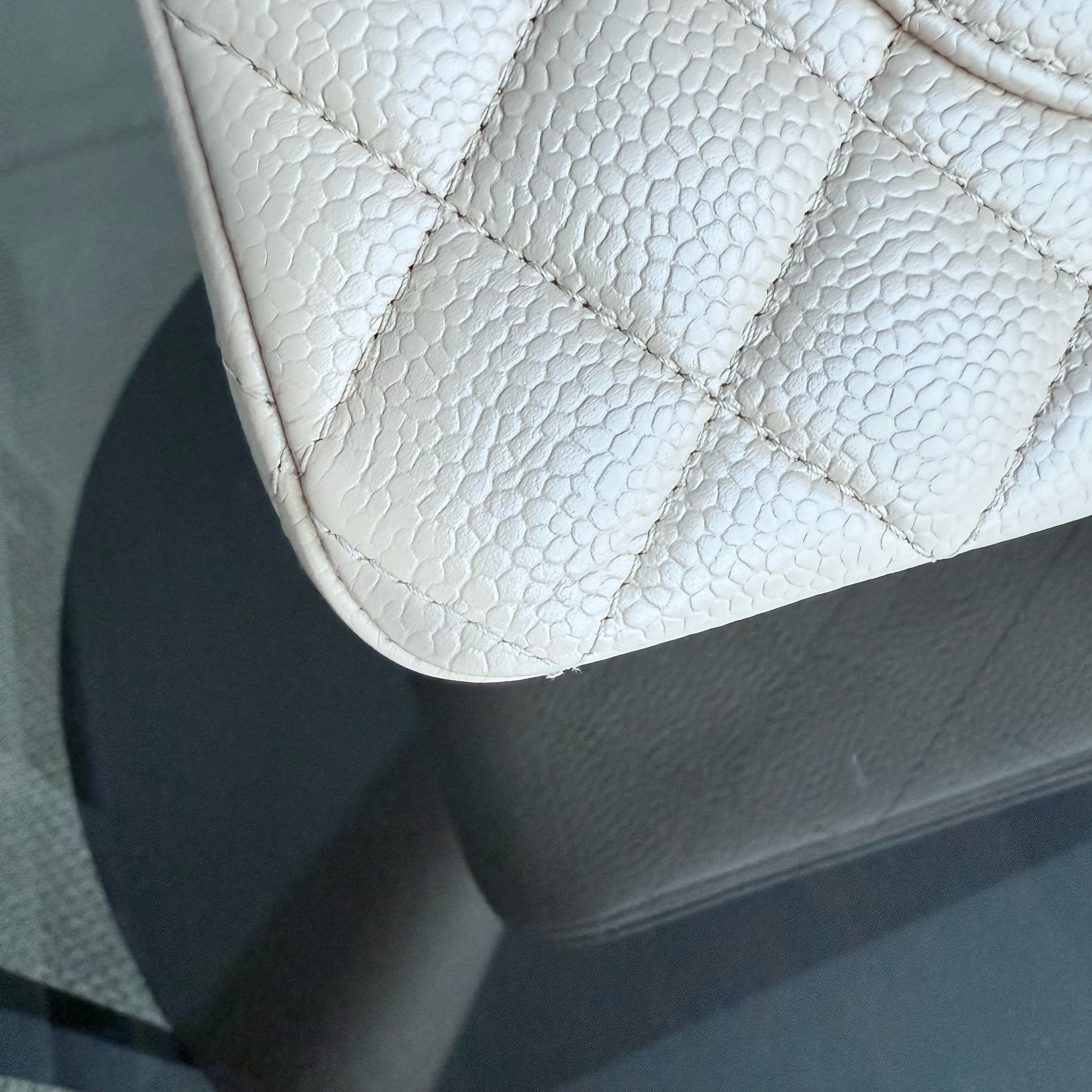 Chanel Classic Flap Medium - Caviar 25CM Quilted Grained Calfskin Beige Gold Hardware Series 13