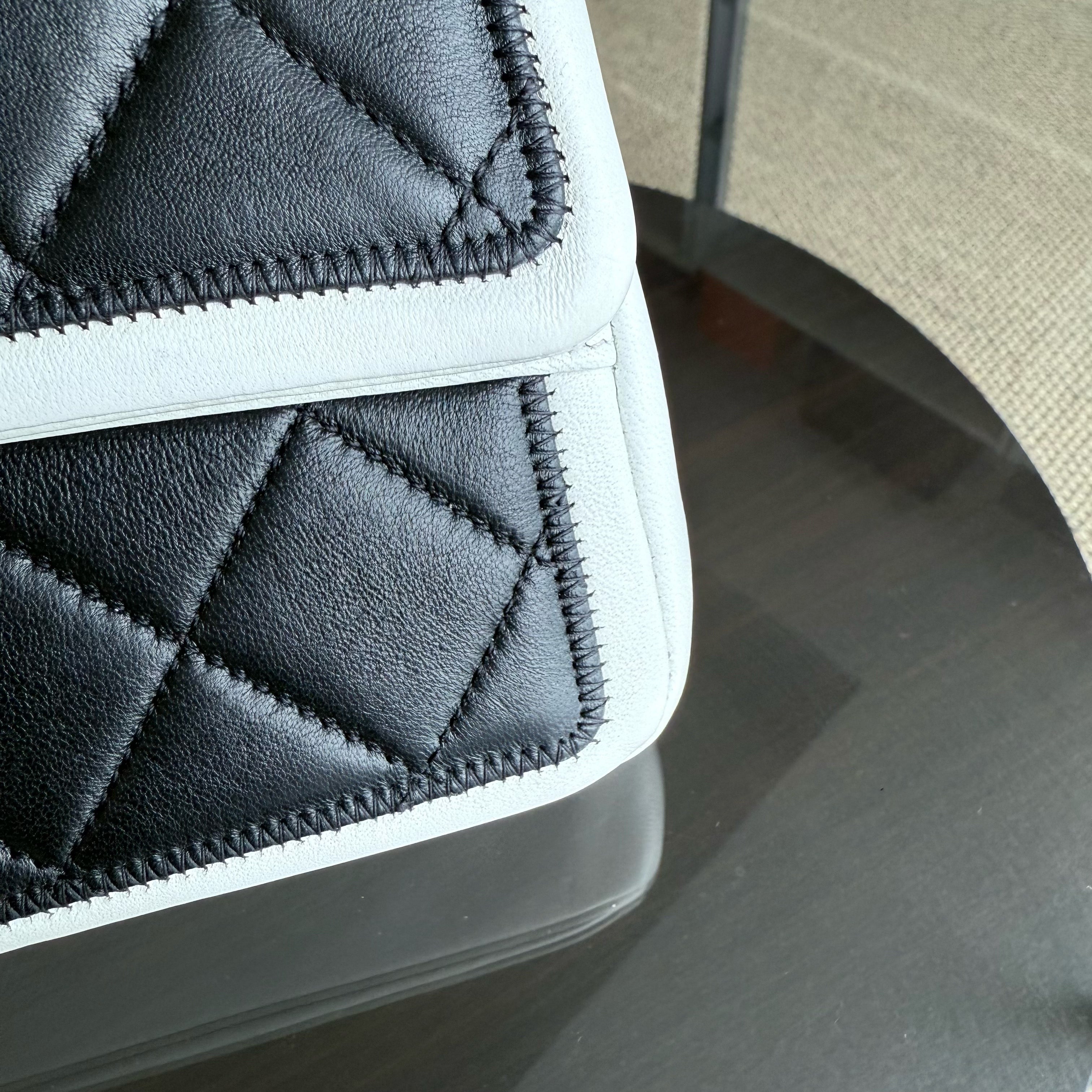 Chanel Seasonal Flap - Medium Graphic Quilted Lambskin Bi-Color Black Gold Hardware
