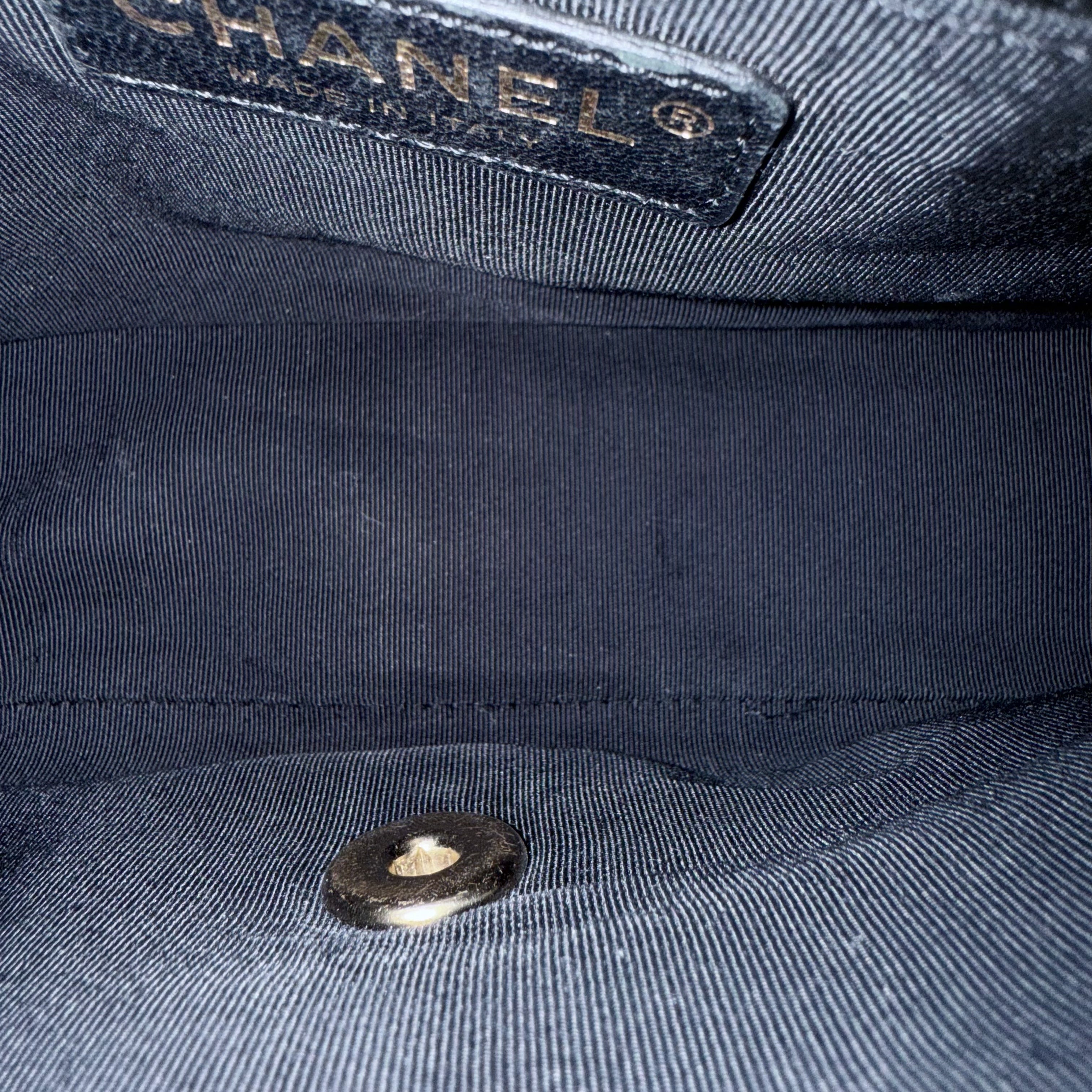 Chanel Seasonal Flap - Medium Graphic Quilted Lambskin Bi-Color Black Gold Hardware