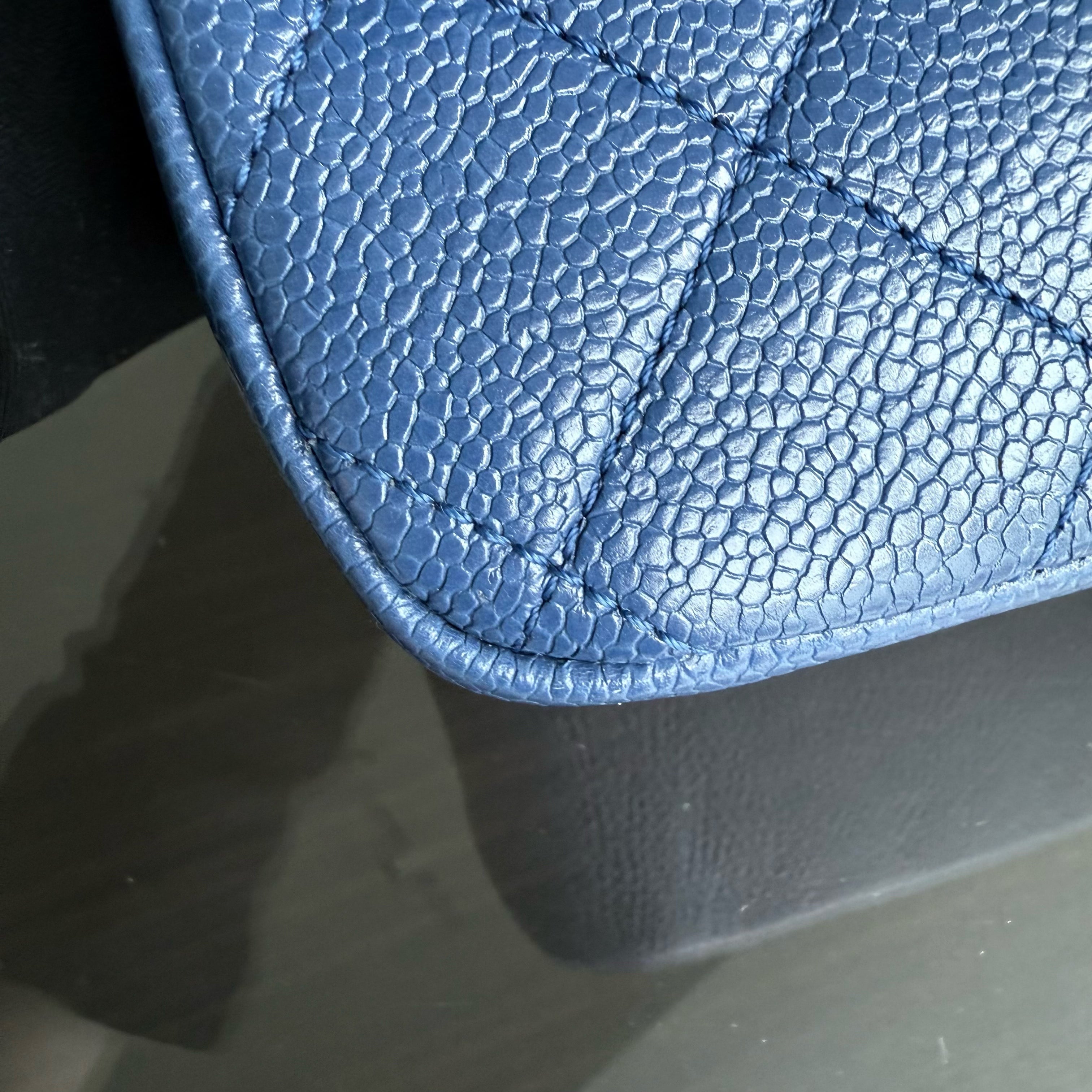Chanel Classic Flap Seasonal Mini Square - Caviar Quilted Grained Calfskin All Blue Series 29