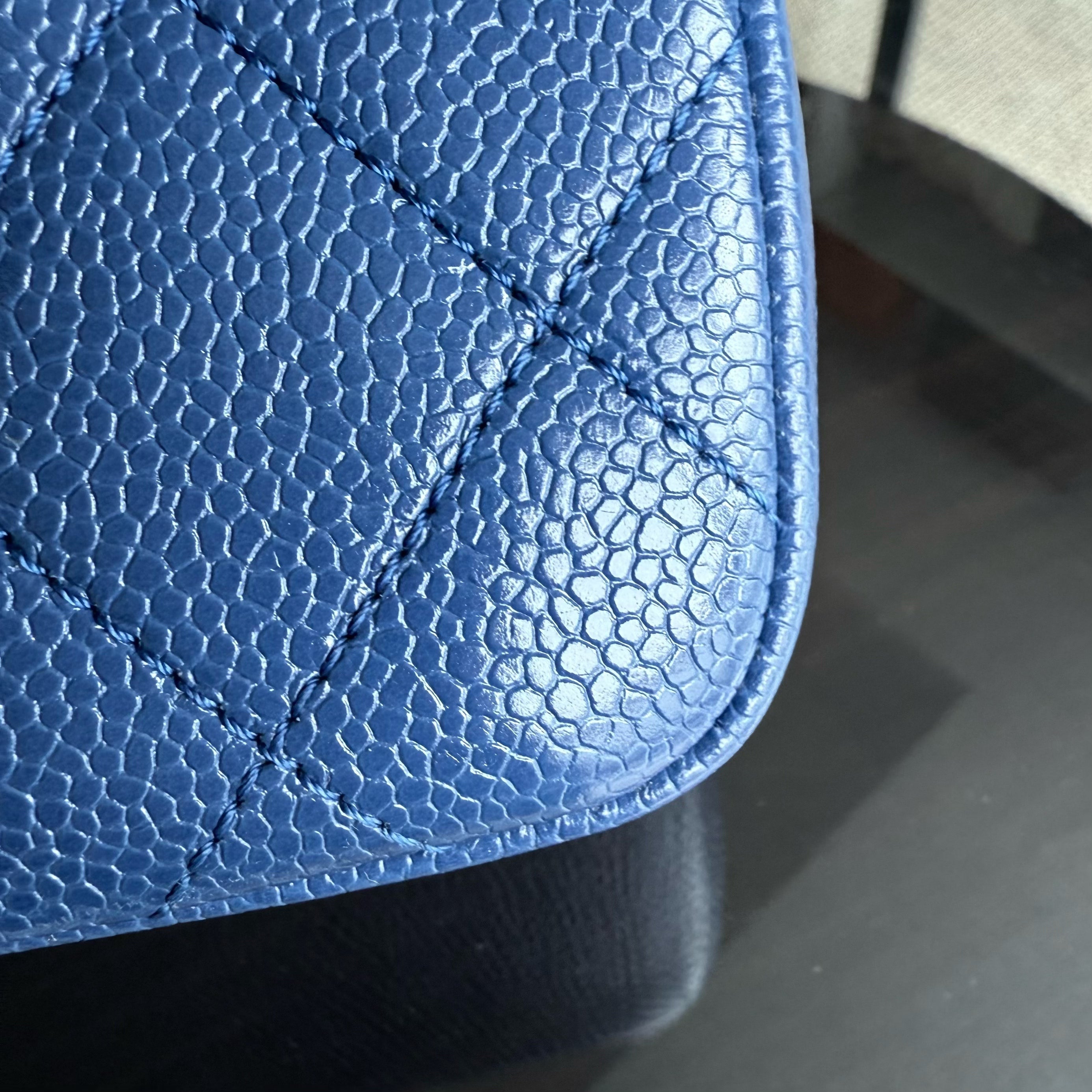 Chanel Classic Flap Seasonal Mini Square - Caviar Quilted Grained Calfskin All Blue Series 29