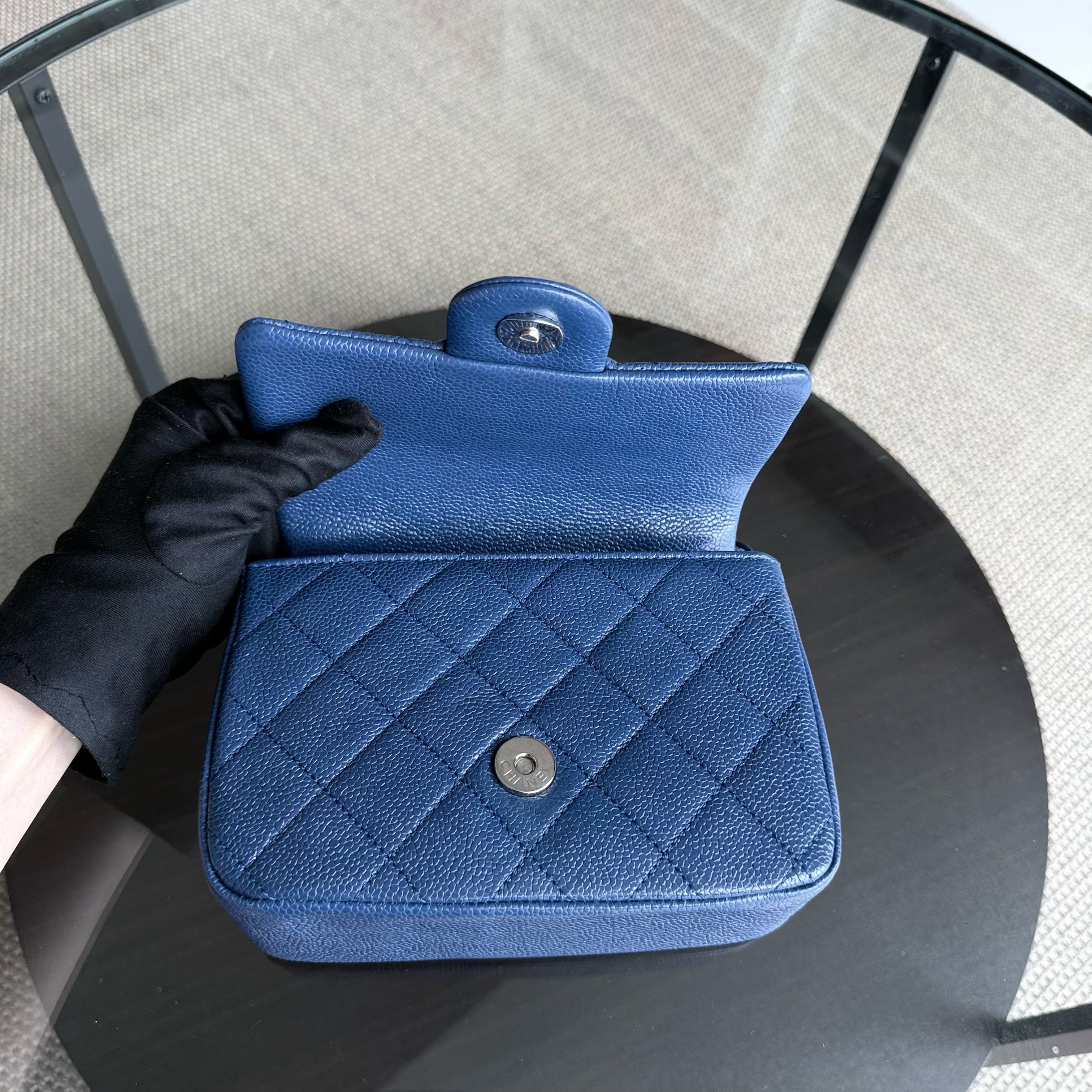 Chanel Classic Flap Seasonal Mini Square - Caviar Quilted Grained Calfskin All Blue Series 29