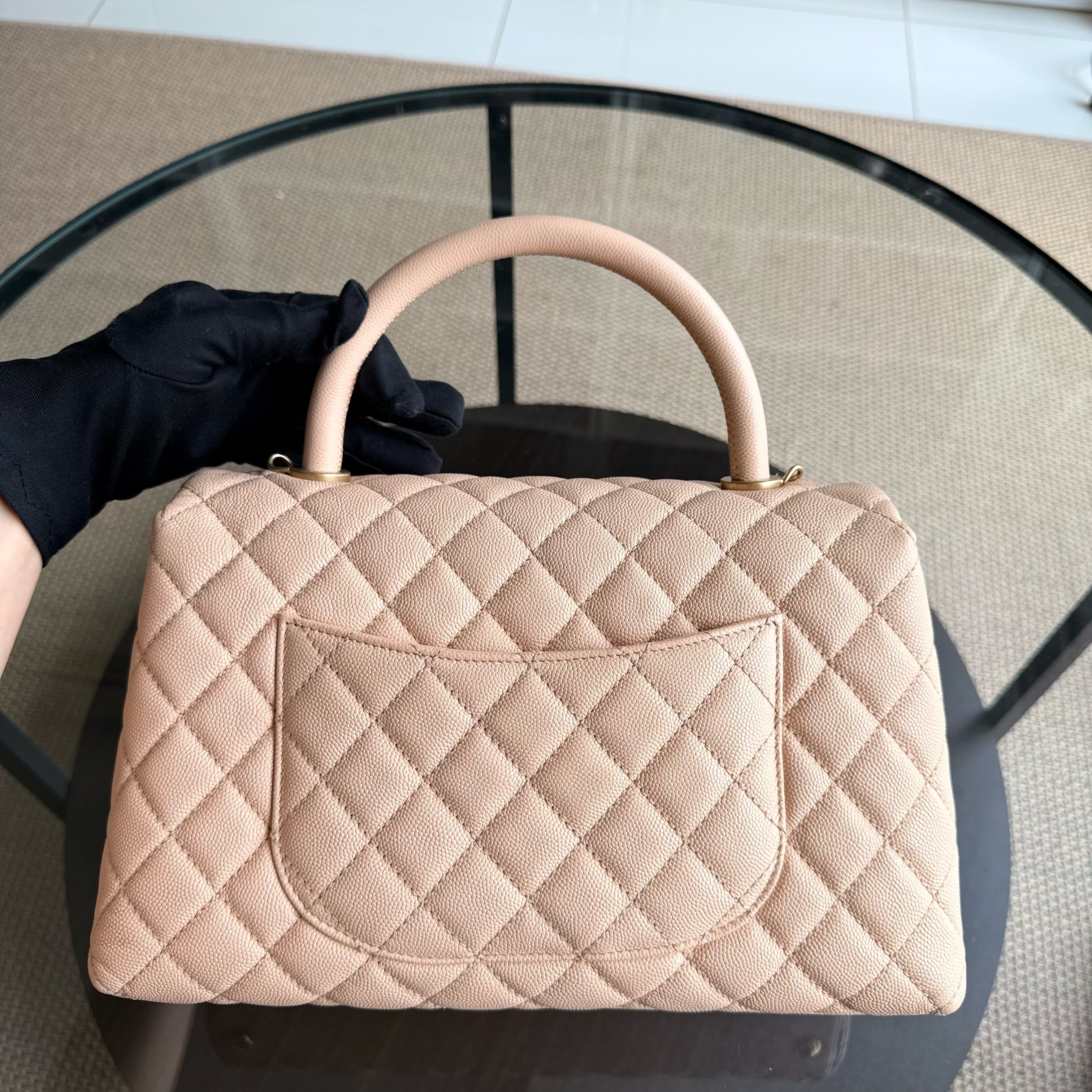 Chanel Coco Handle Medium - Caviar Quilted Grained Calfskin Beige Gold Hardware Series 24