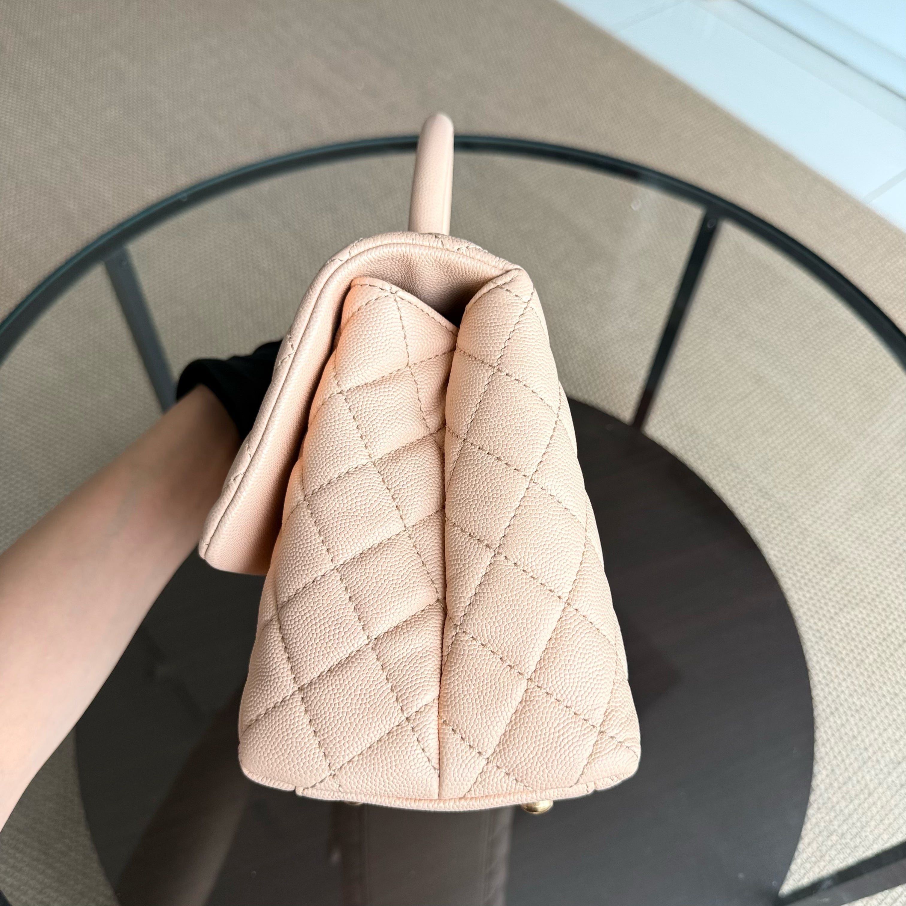Chanel Coco Handle Medium - Caviar Quilted Grained Calfskin Beige Gold Hardware Series 24