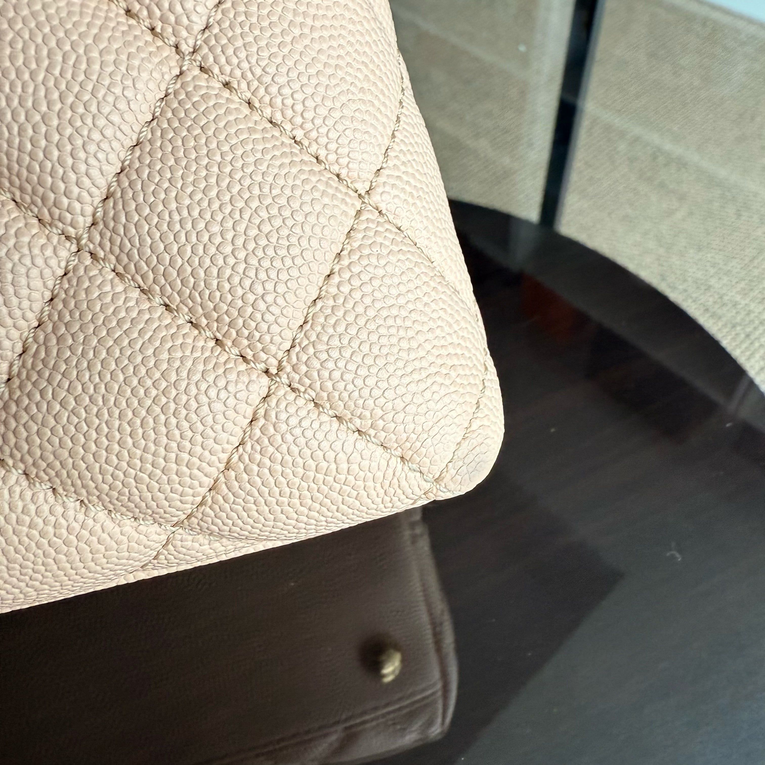 Chanel Coco Handle Medium - Caviar Quilted Grained Calfskin Beige Gold Hardware Series 24