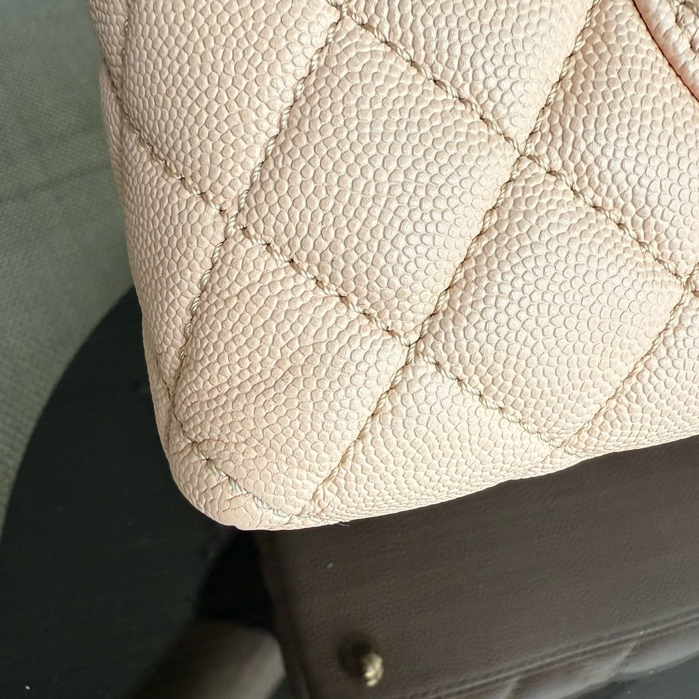 Chanel Coco Handle Medium - Caviar Quilted Grained Calfskin Beige Gold Hardware Series 24