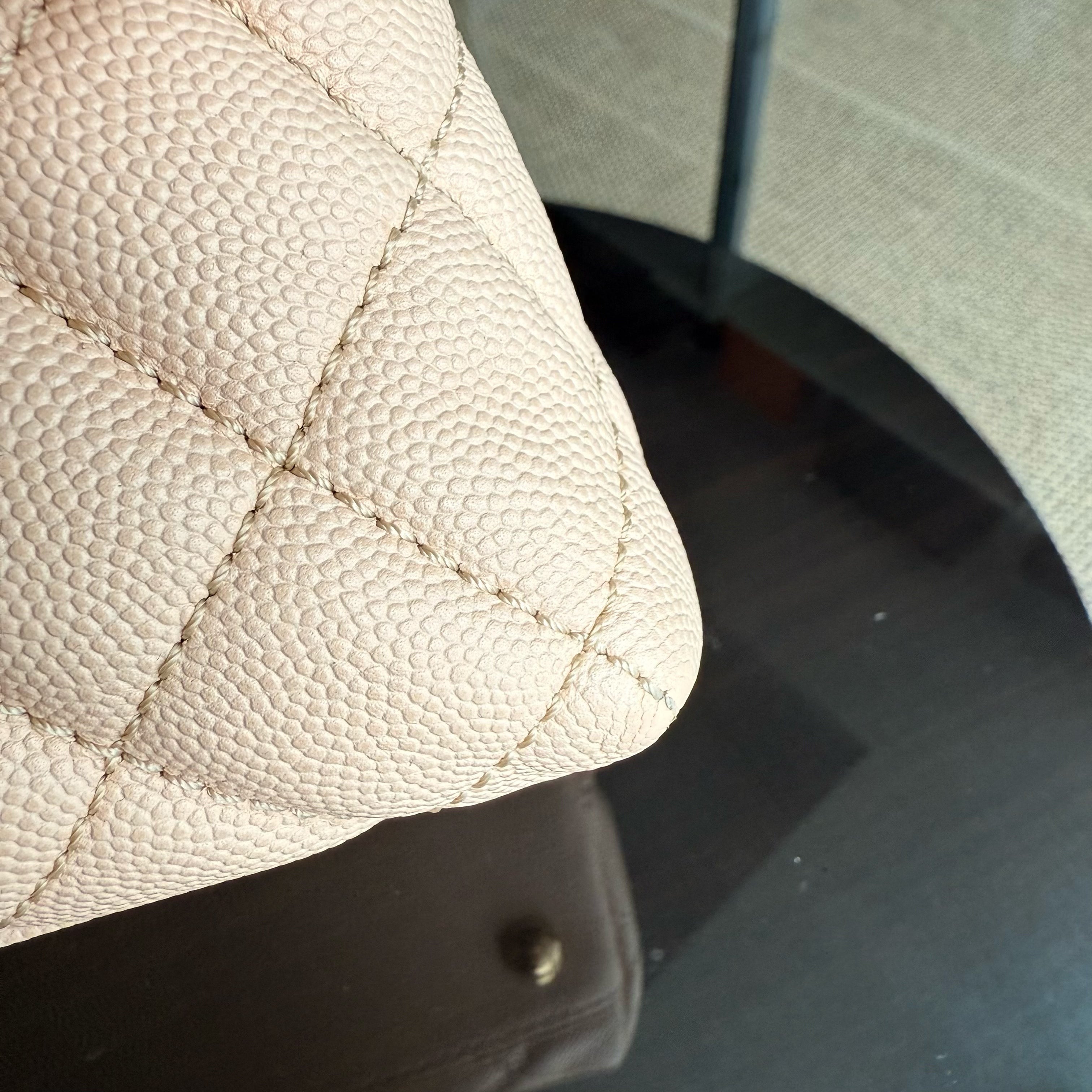 Chanel Coco Handle Medium - Caviar Quilted Grained Calfskin Beige Gold Hardware Series 24