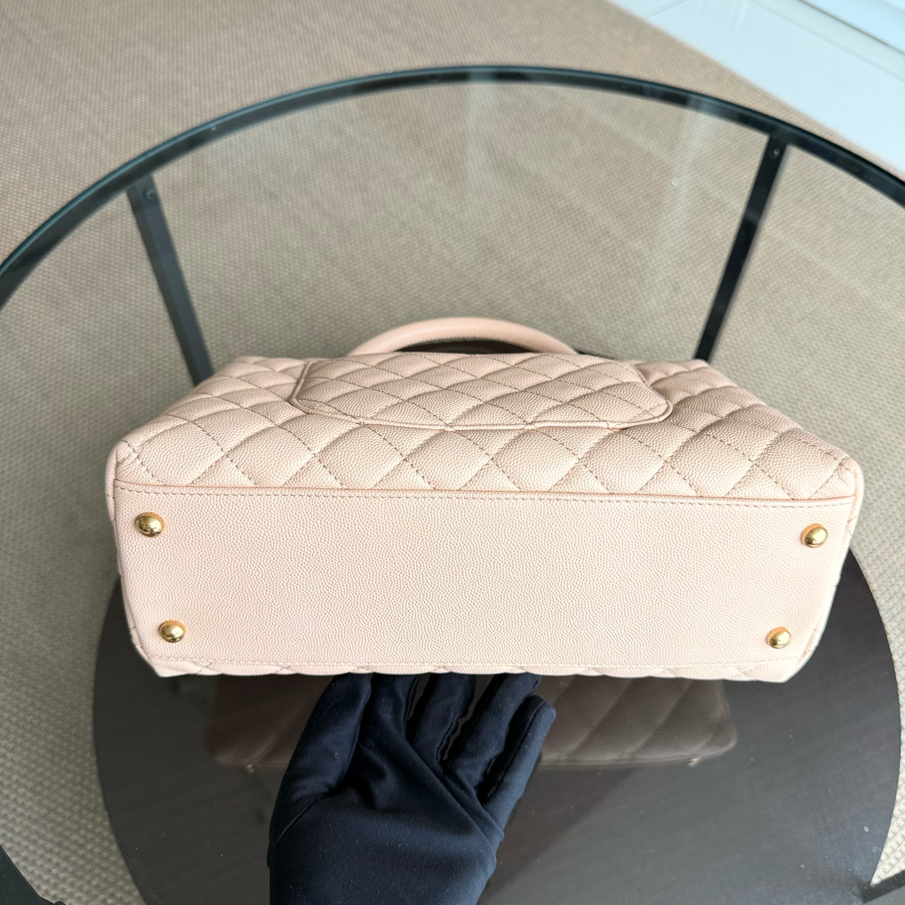 Chanel Coco Handle Medium - Caviar Quilted Grained Calfskin Beige Gold Hardware Series 24