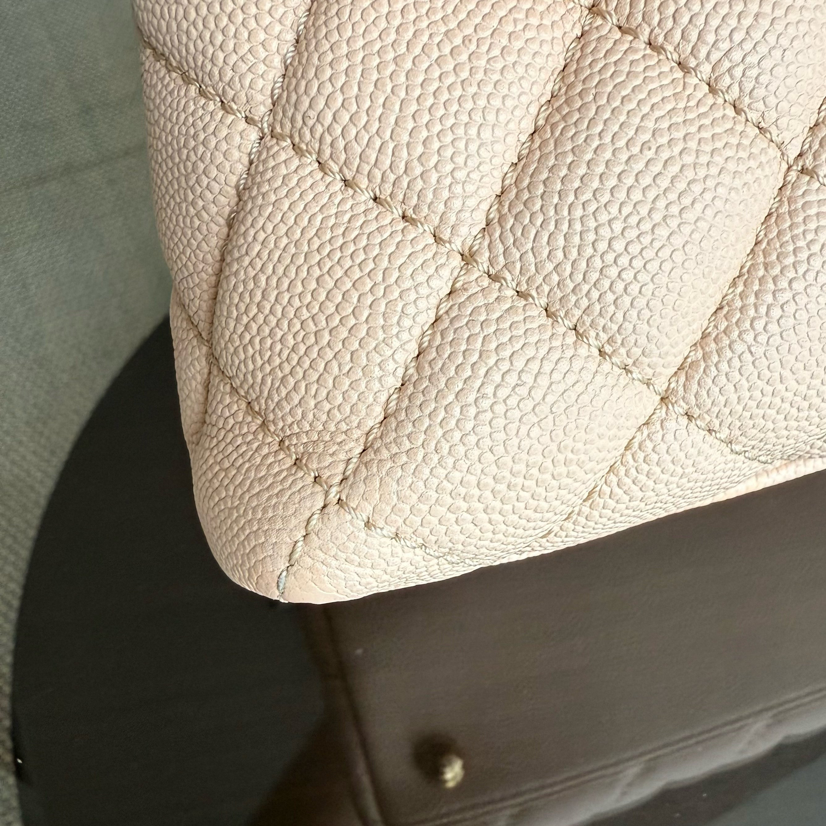 Chanel Coco Handle Medium - Caviar Quilted Grained Calfskin Beige Gold Hardware Series 24
