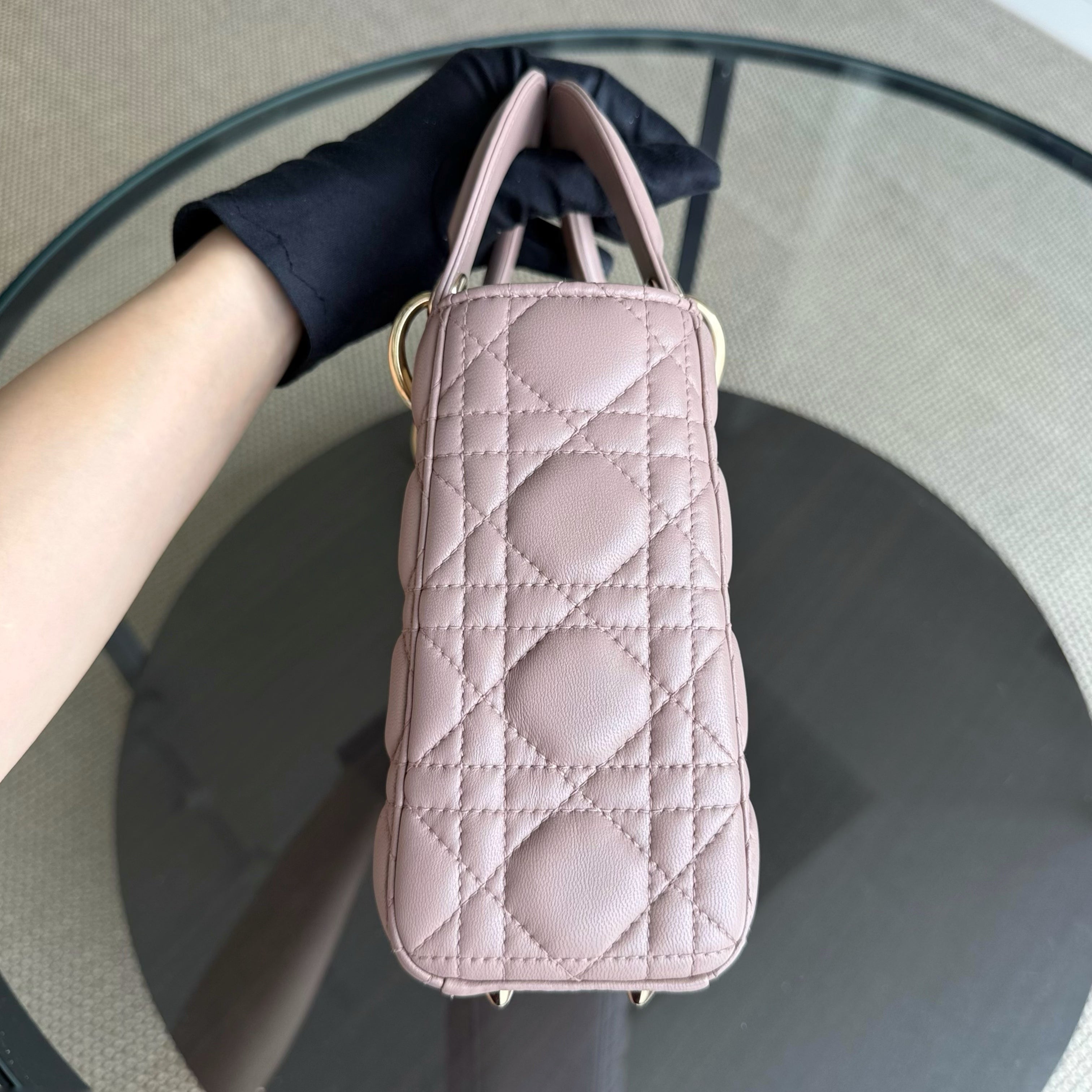 Dior Lady Small Flap - Cannage Lambskin Blush Pink Gold Hardware