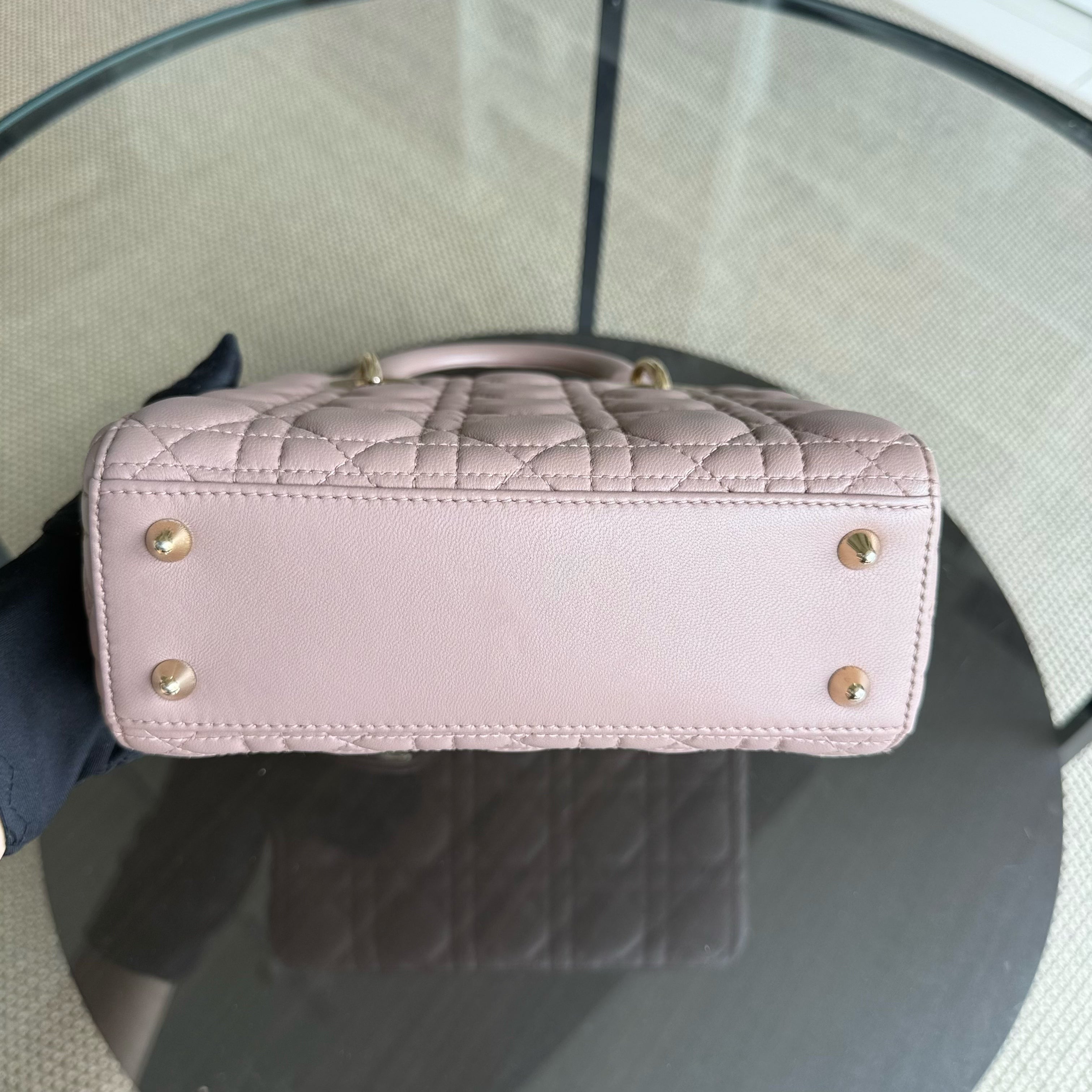 Dior Lady Small Flap - Cannage Lambskin Blush Pink Gold Hardware