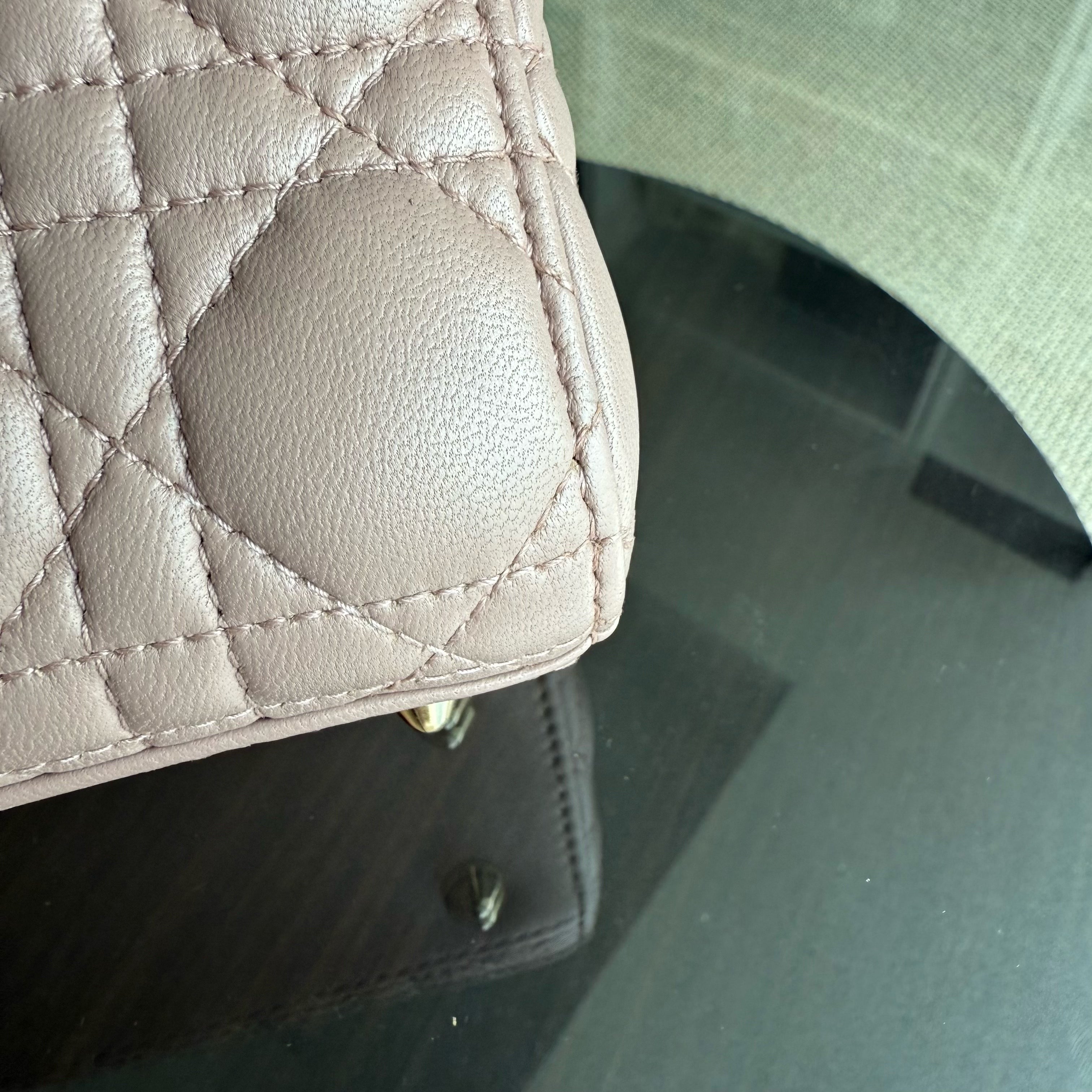 Dior Lady Small Flap - Cannage Lambskin Blush Pink Gold Hardware