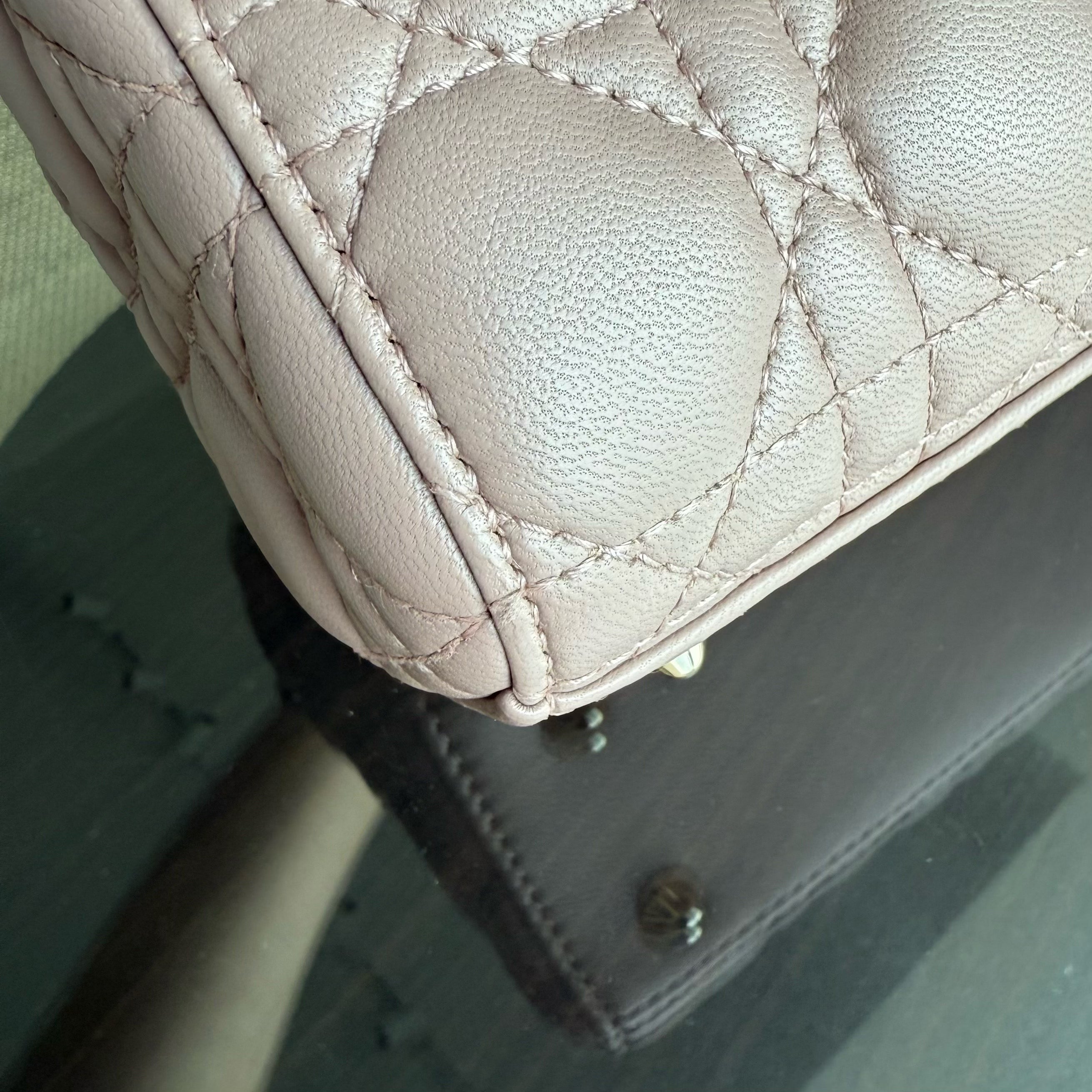 Dior Lady Small Flap - Cannage Lambskin Blush Pink Gold Hardware