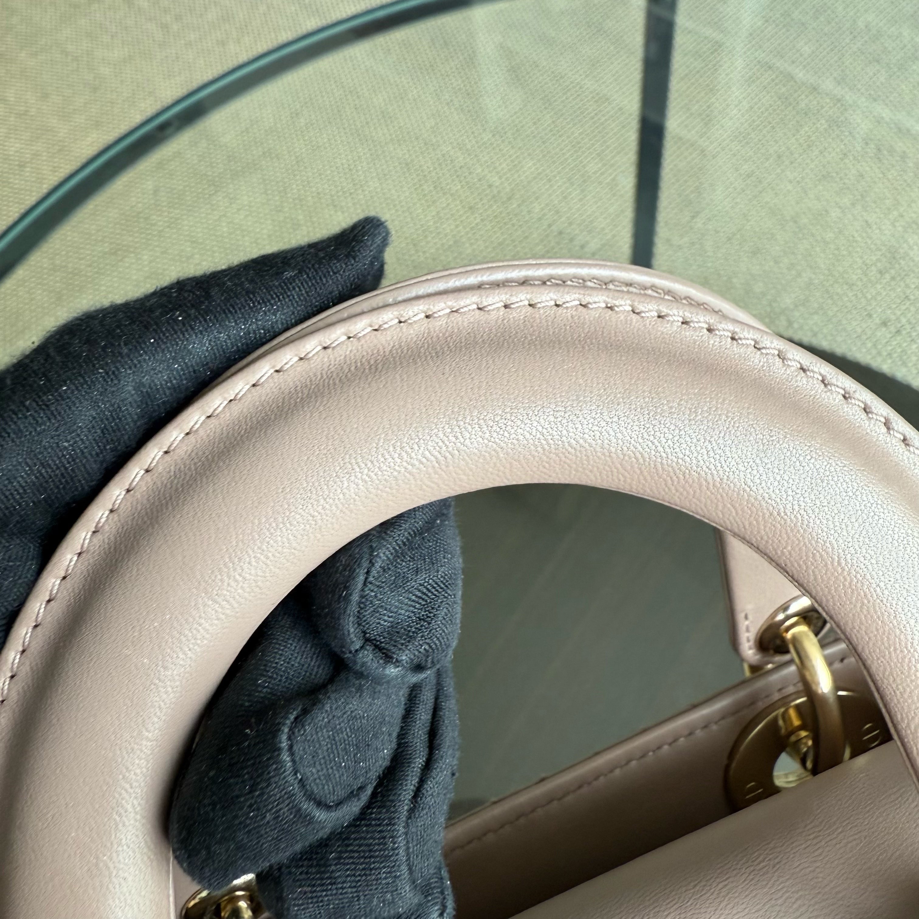 Dior Lady Small Flap - Cannage Lambskin Blush Pink Gold Hardware