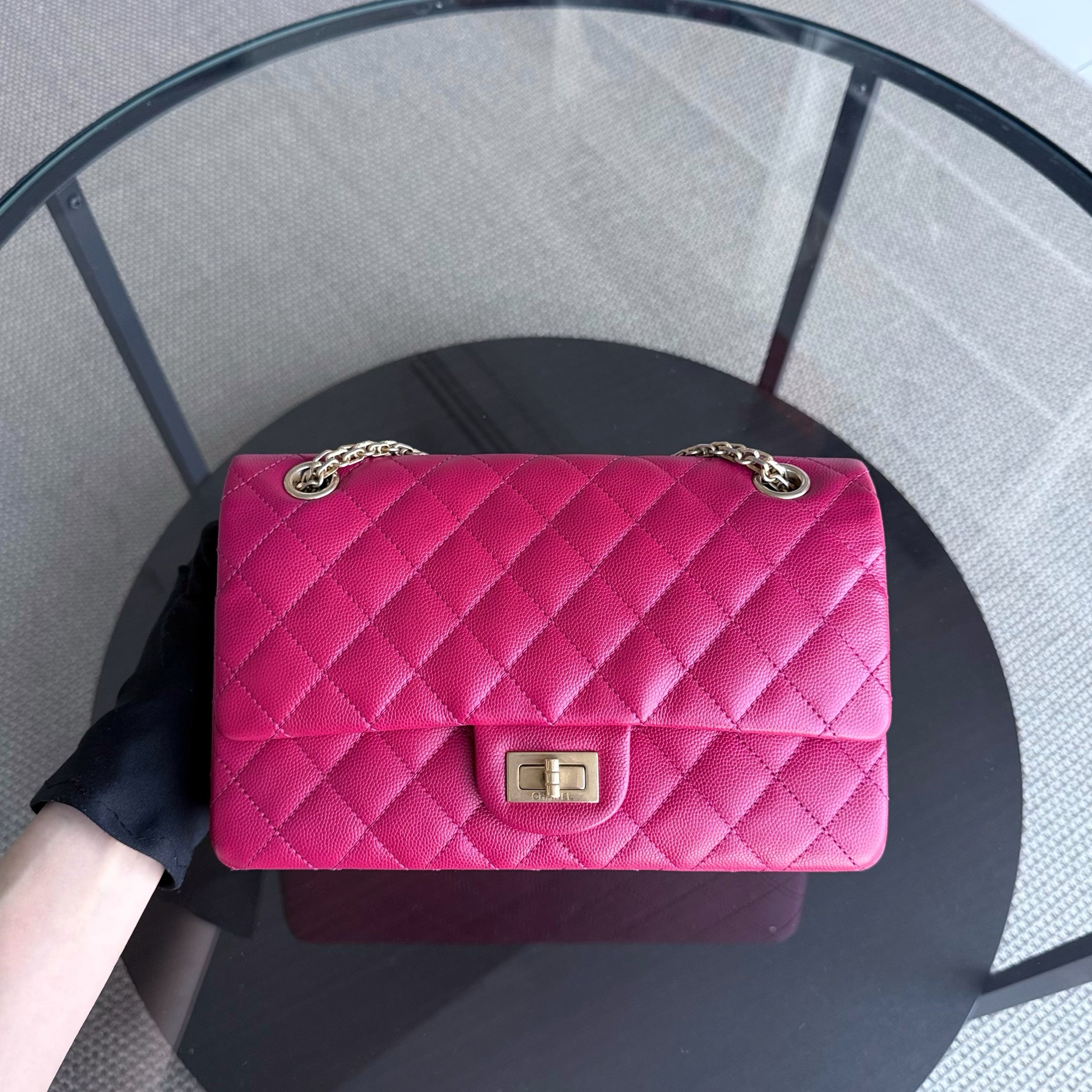 Chanel 2.55 Reissue 225 - Caviar Quilted Grained Calfskin Hot Pink Gold Hardware Series 23