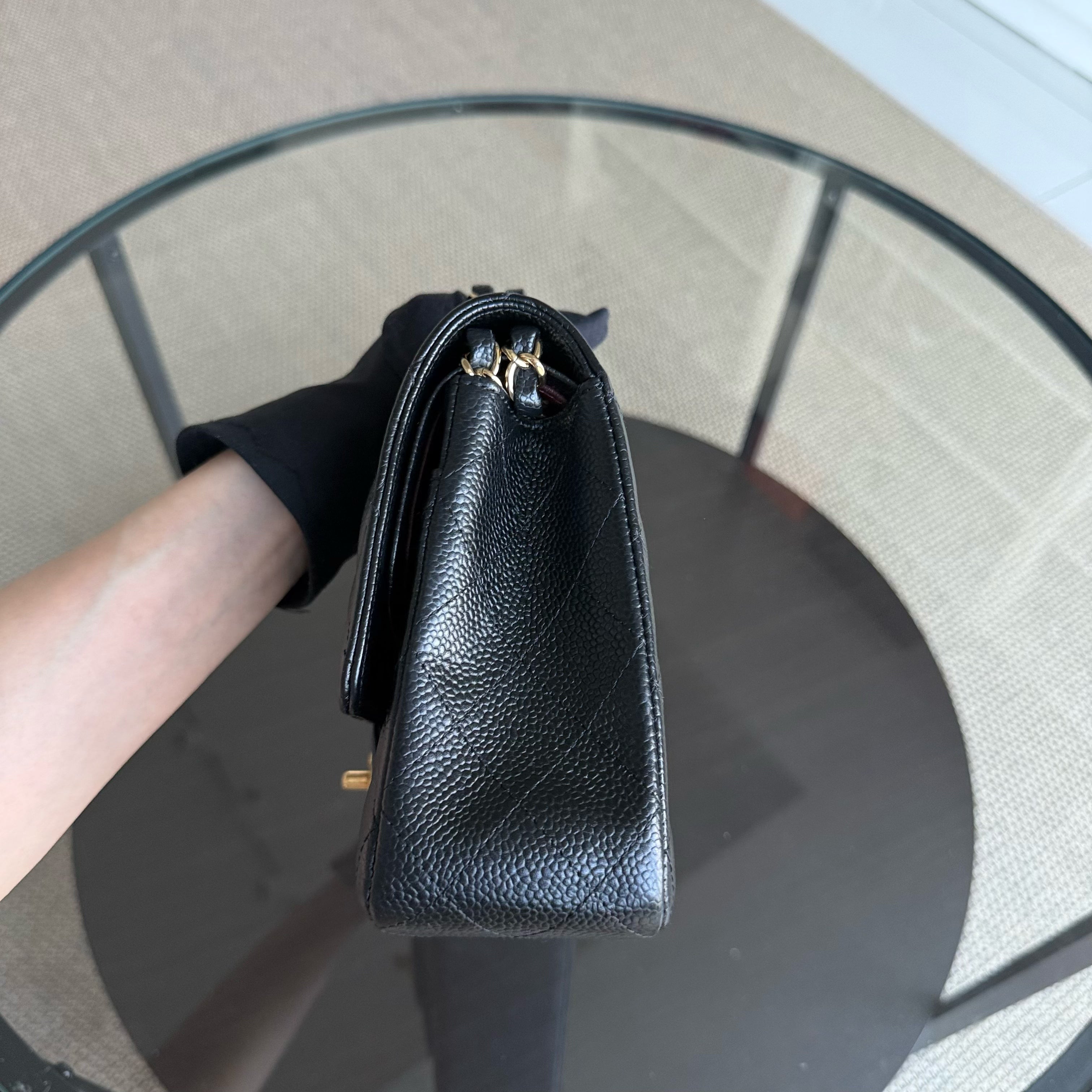 Chanel Classic Flap Medium - Caviar Quilted Grained Calfskin Black Gold Hardware Series 19