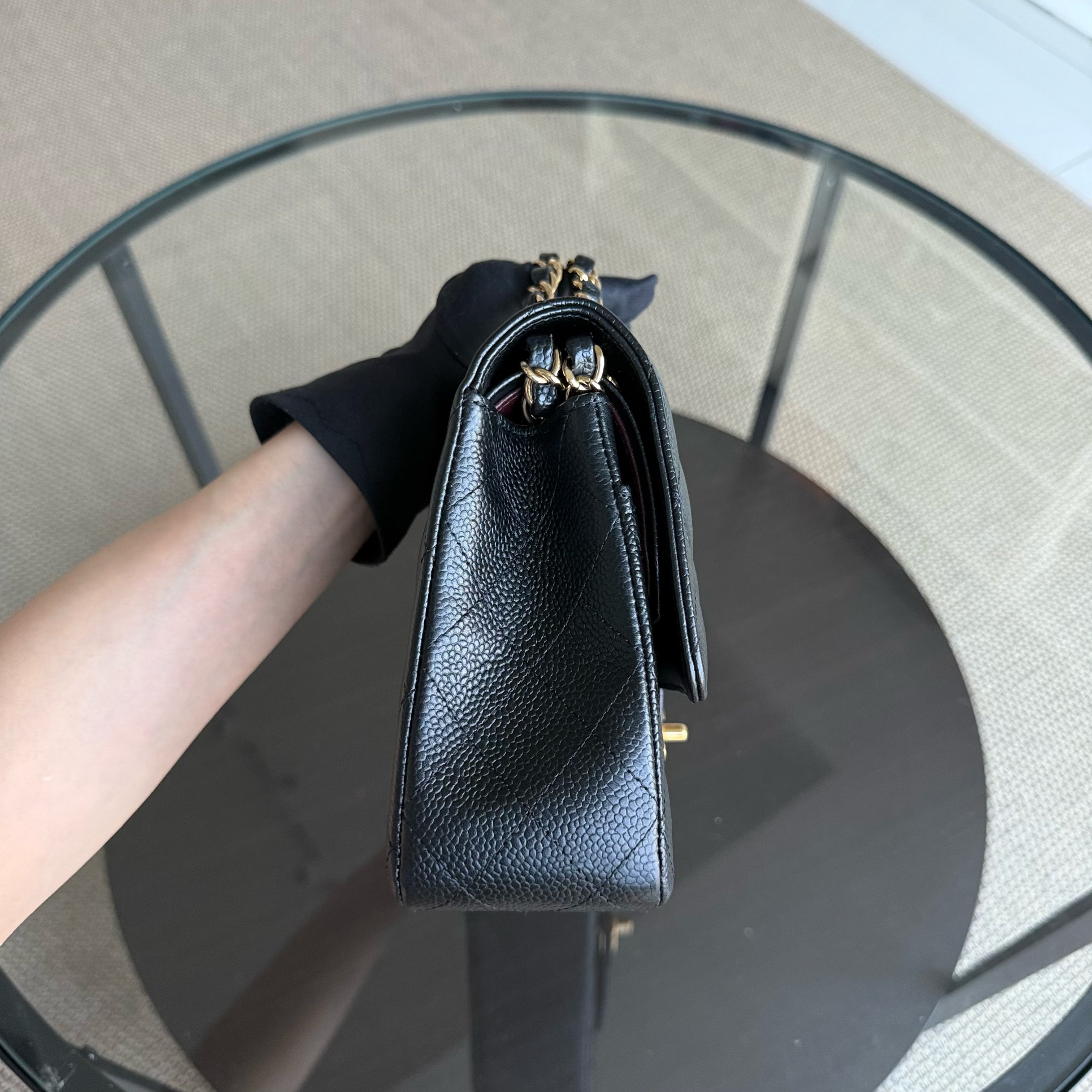 Chanel Classic Flap Medium - Caviar Quilted Grained Calfskin Black Gold Hardware Series 19