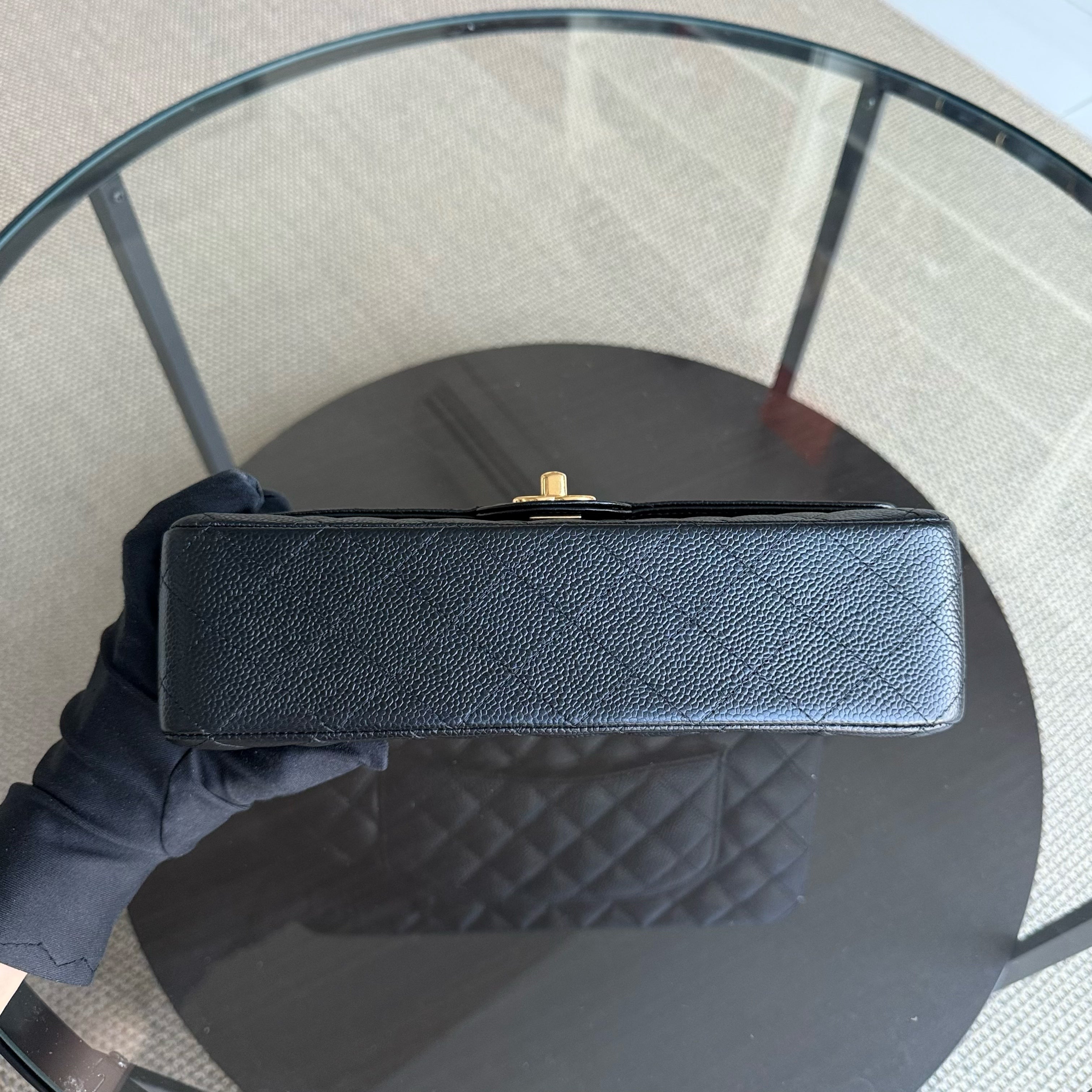 Chanel Classic Flap Medium - Caviar Quilted Grained Calfskin Black Gold Hardware Series 19