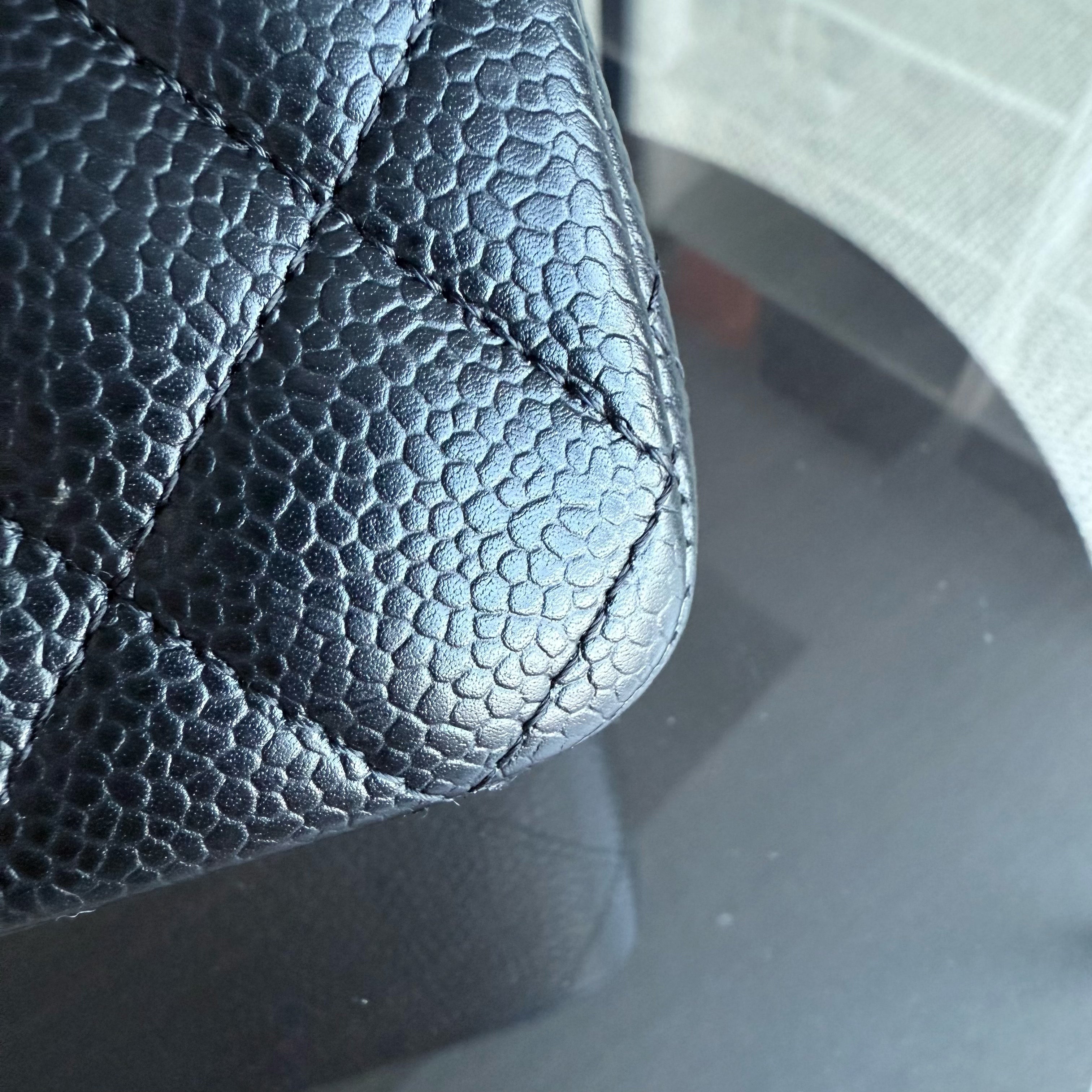 Chanel Classic Flap Medium - Caviar Quilted Grained Calfskin Black Gold Hardware Series 19