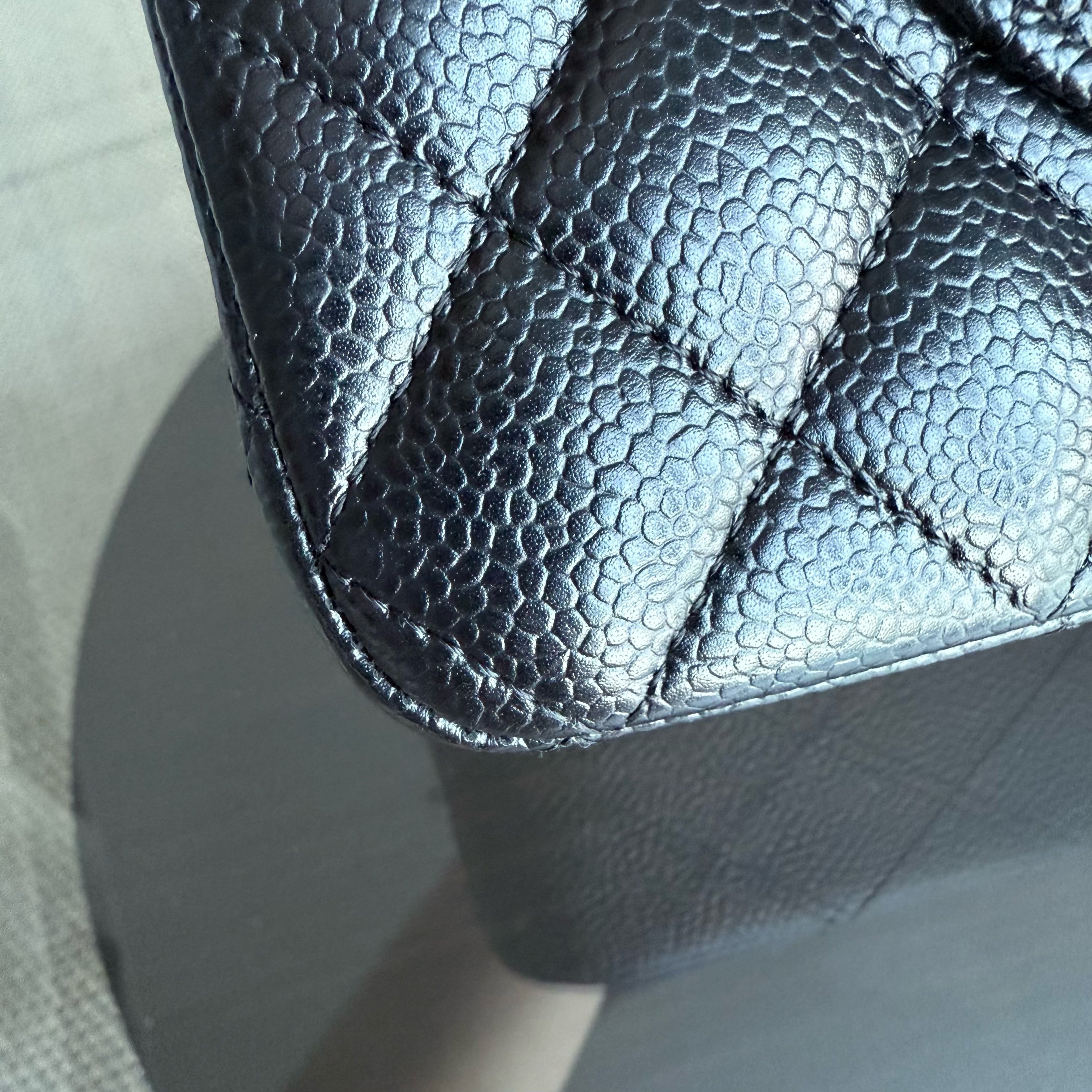 Chanel Classic Flap Medium - Caviar Quilted Grained Calfskin Black Gold Hardware Series 19