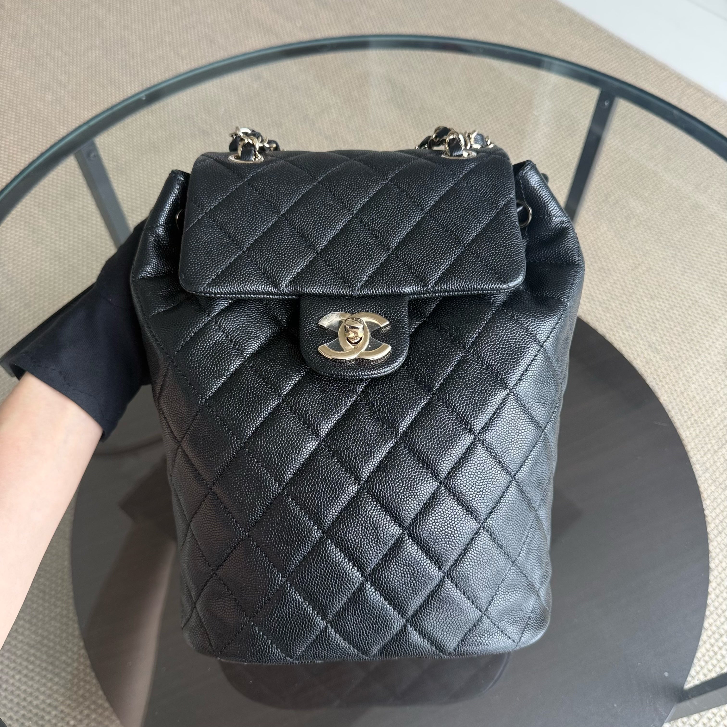 Chanel Urban Spirit Backpack- Caviar Black Gold Hardware Microchip