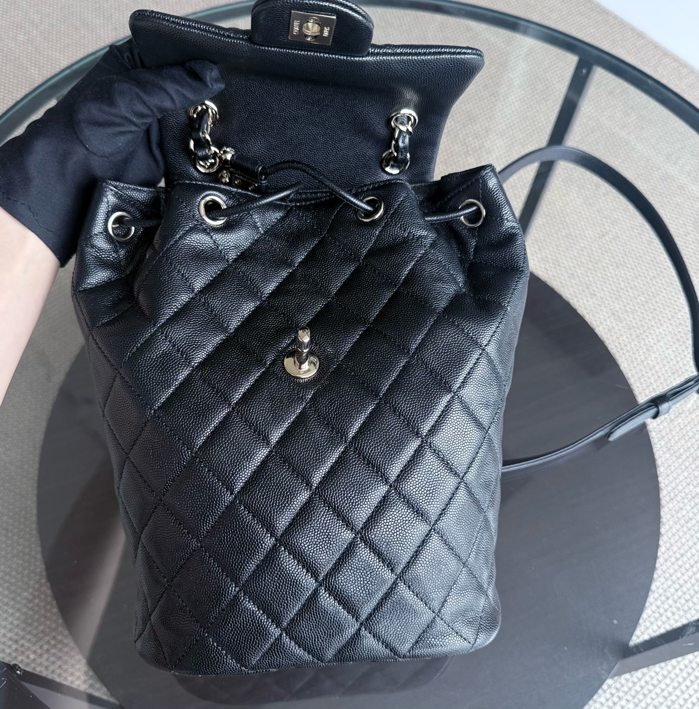 Chanel Urban Spirit Backpack- Caviar Black Gold Hardware Microchip