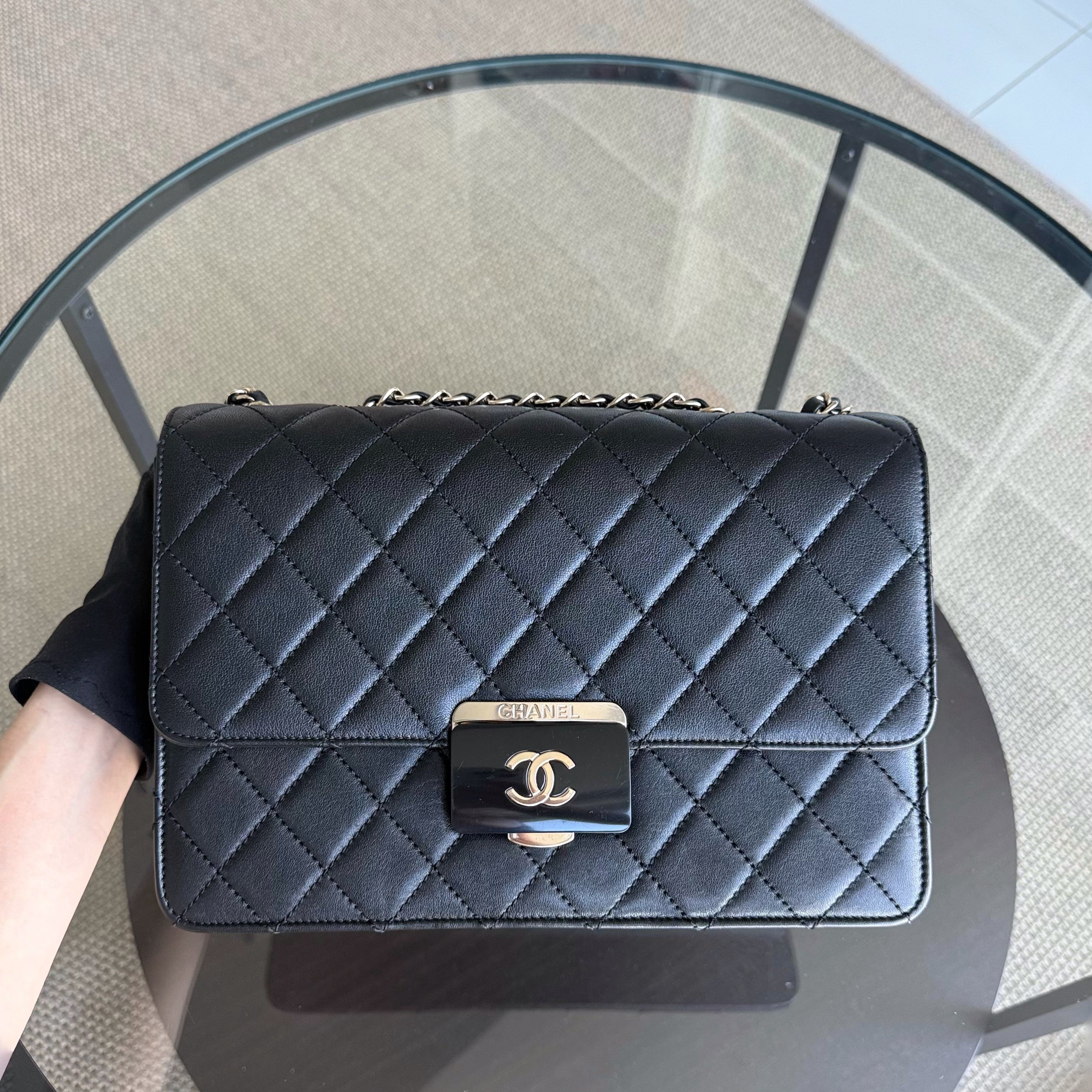 Chanel Beauty Lock Flap - Quilted Calfskin Black Gold Hardware Series 22