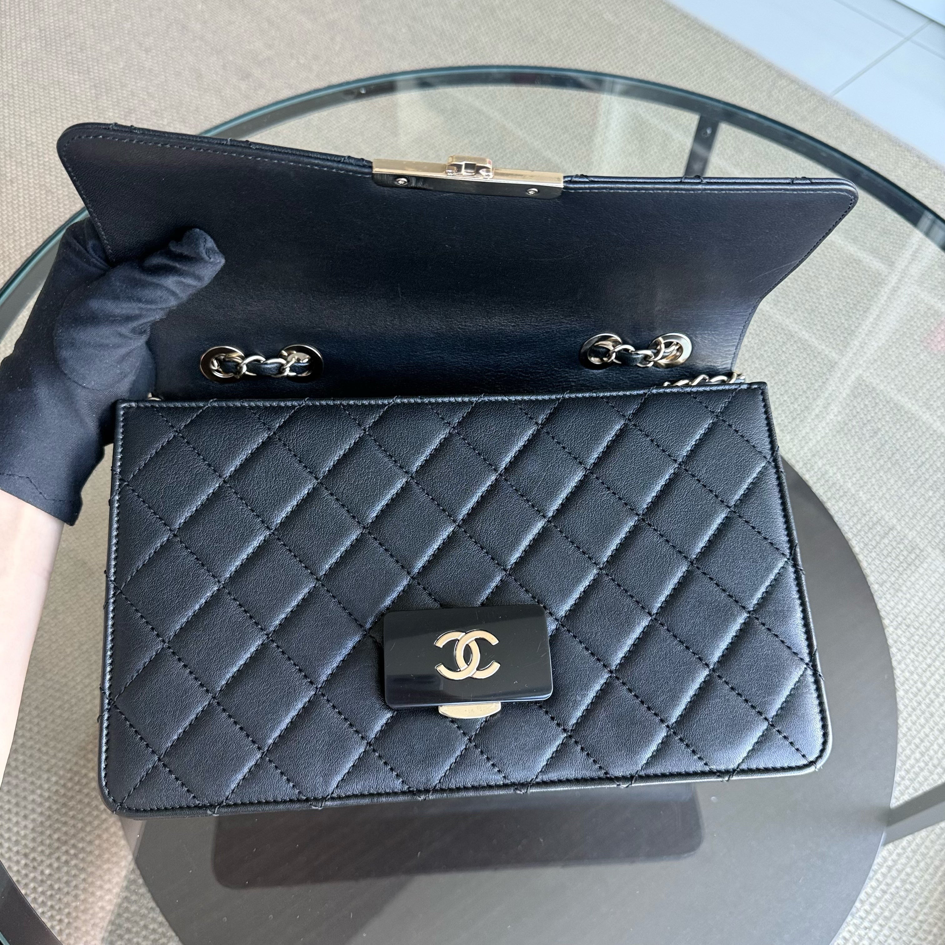 Chanel Beauty Lock Flap - Quilted Calfskin Black Gold Hardware Series 22