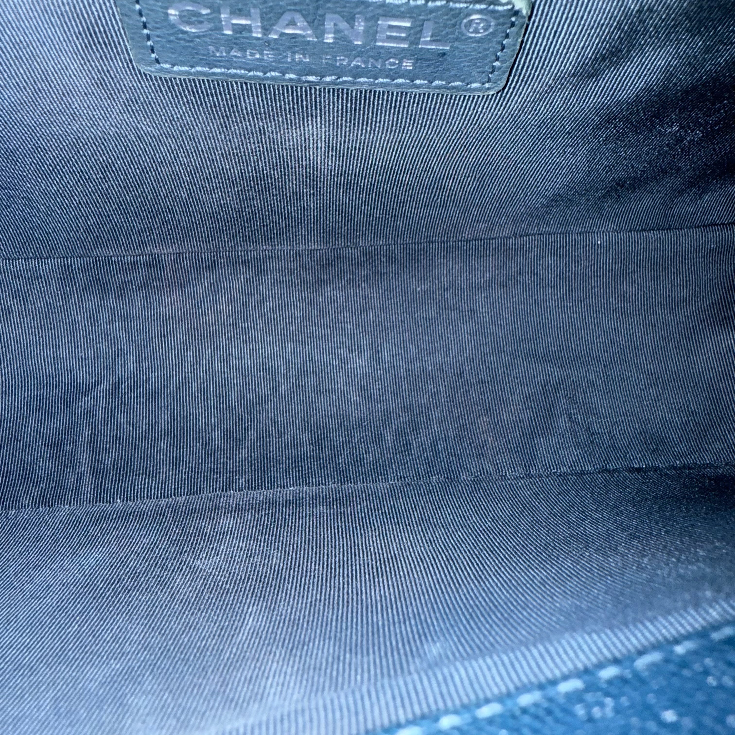 Chanel Boy Medium - Caviar 25CM Quilted Grained Calfskin Blue Silver Hardware Series 28