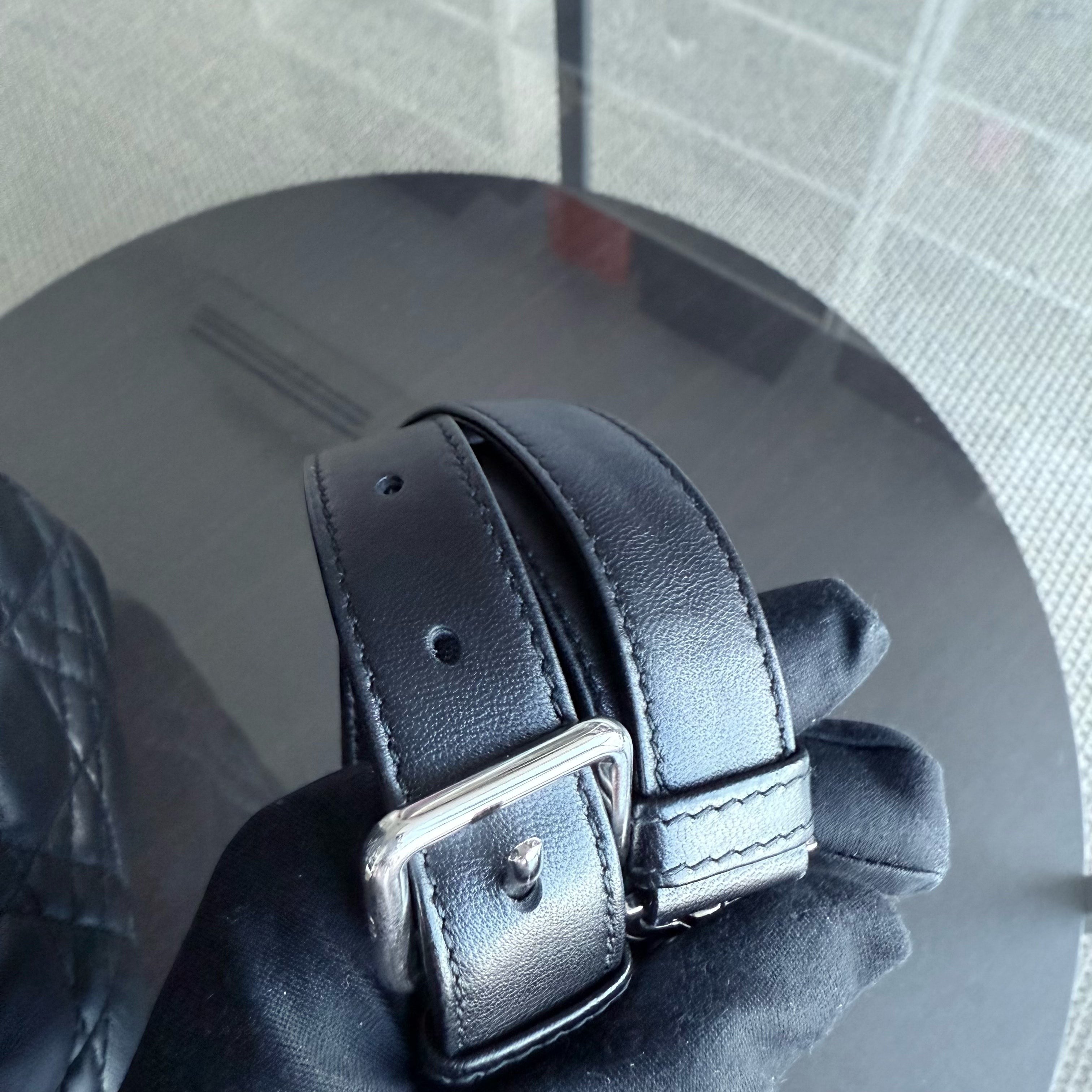 Dior Lady Medium - Cannage Lambskin Black Silver Hardware Adjustable Strap