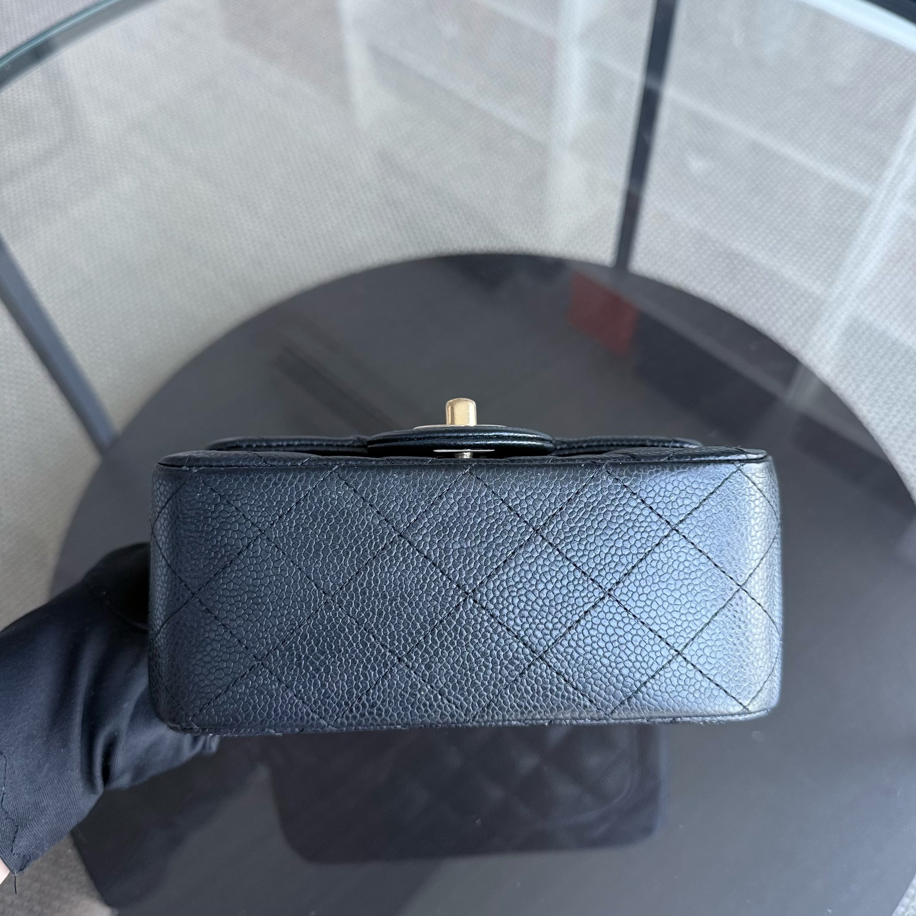 Chanel Classic Flap Mini Square - Caviar Quilted Grained Calfskin Black Gold Hardware Series 20
