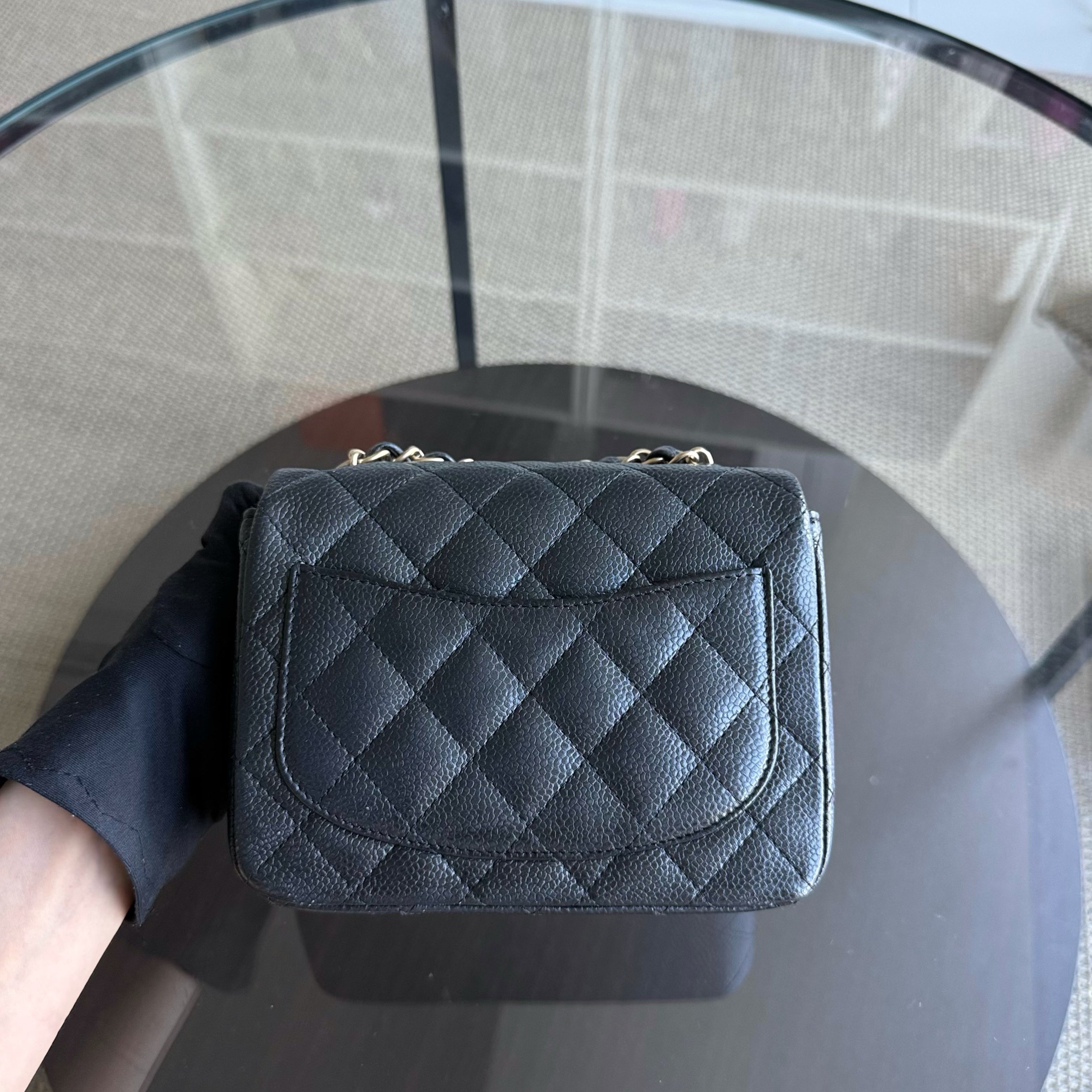 Chanel Classic Flap Mini Square - Caviar Quilted Grained Calfskin Black Gold Hardware Series 20