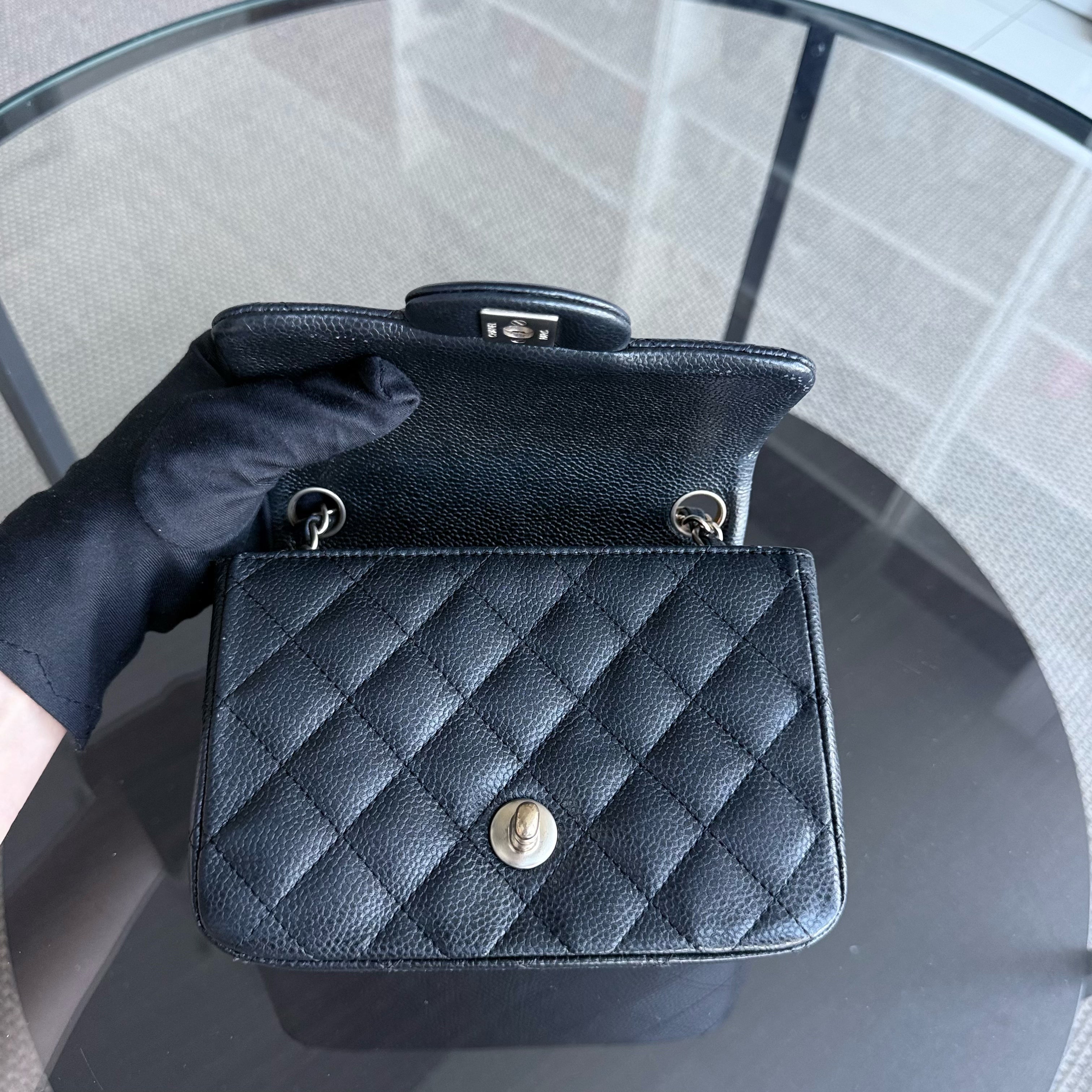 Chanel Classic Flap Mini Square - Caviar Quilted Grained Calfskin Black Gold Hardware Series 20
