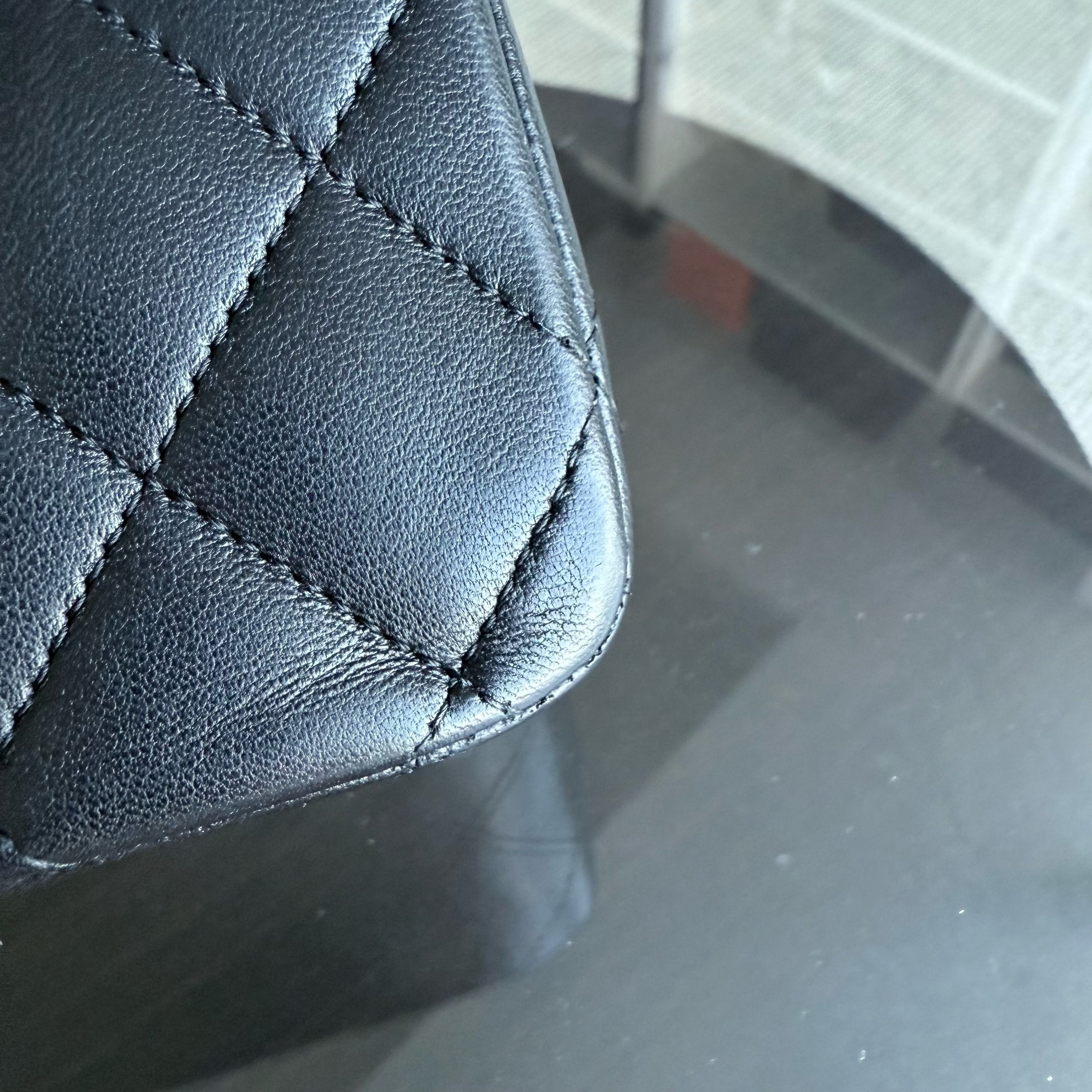Chanel Classic Flap Medium - 25CM Quilted Lambskin Black Gold Hardware Series 14