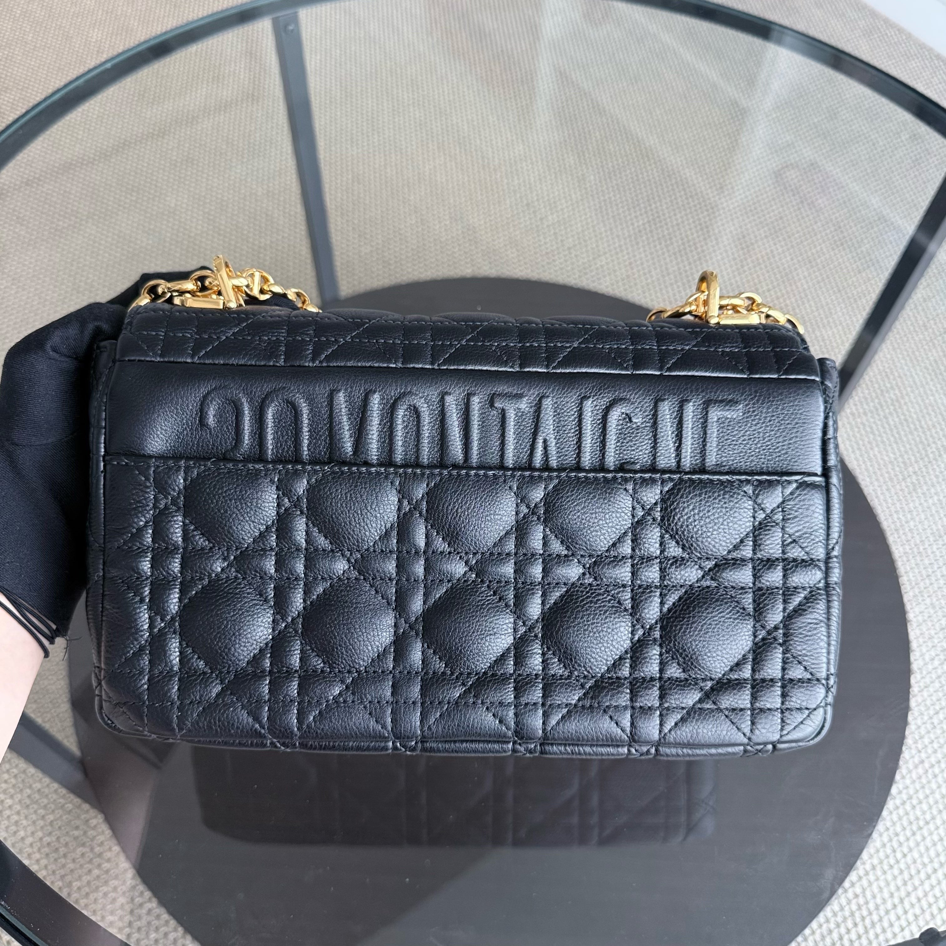 Dior Caro Medium - Cannage Grained Calfskin Black Gold Hardware