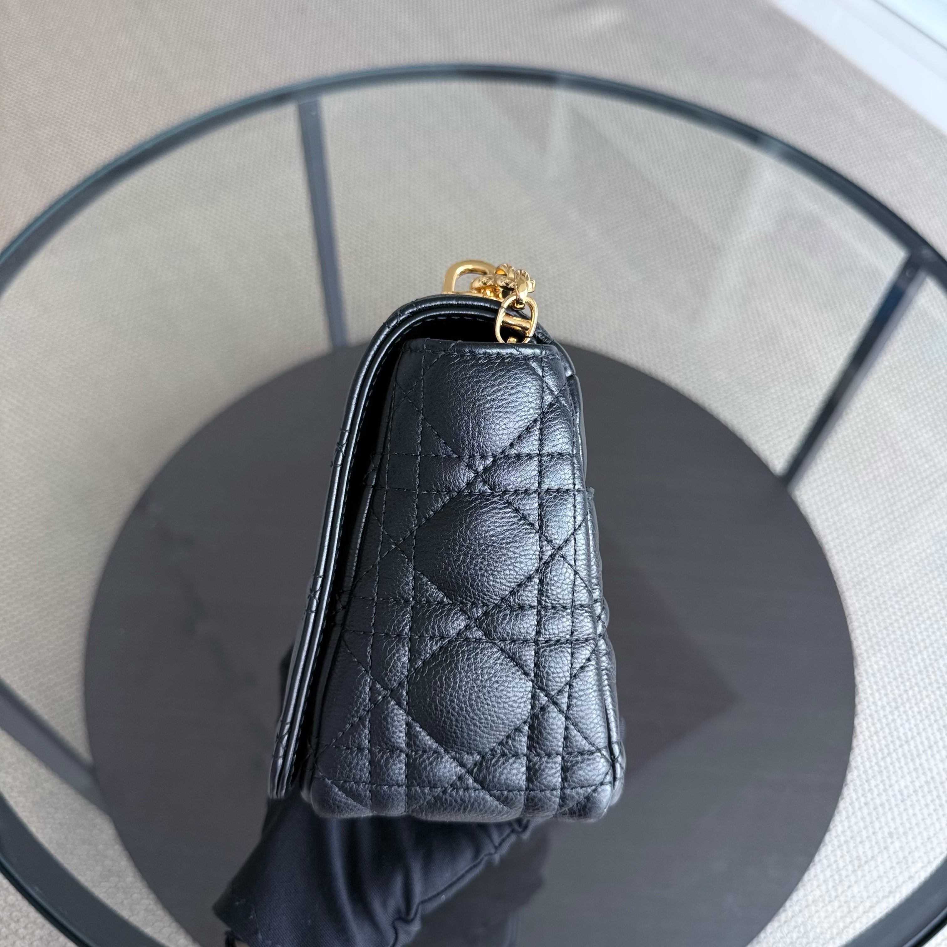 Dior Caro Medium - Cannage Grained Calfskin Black Gold Hardware