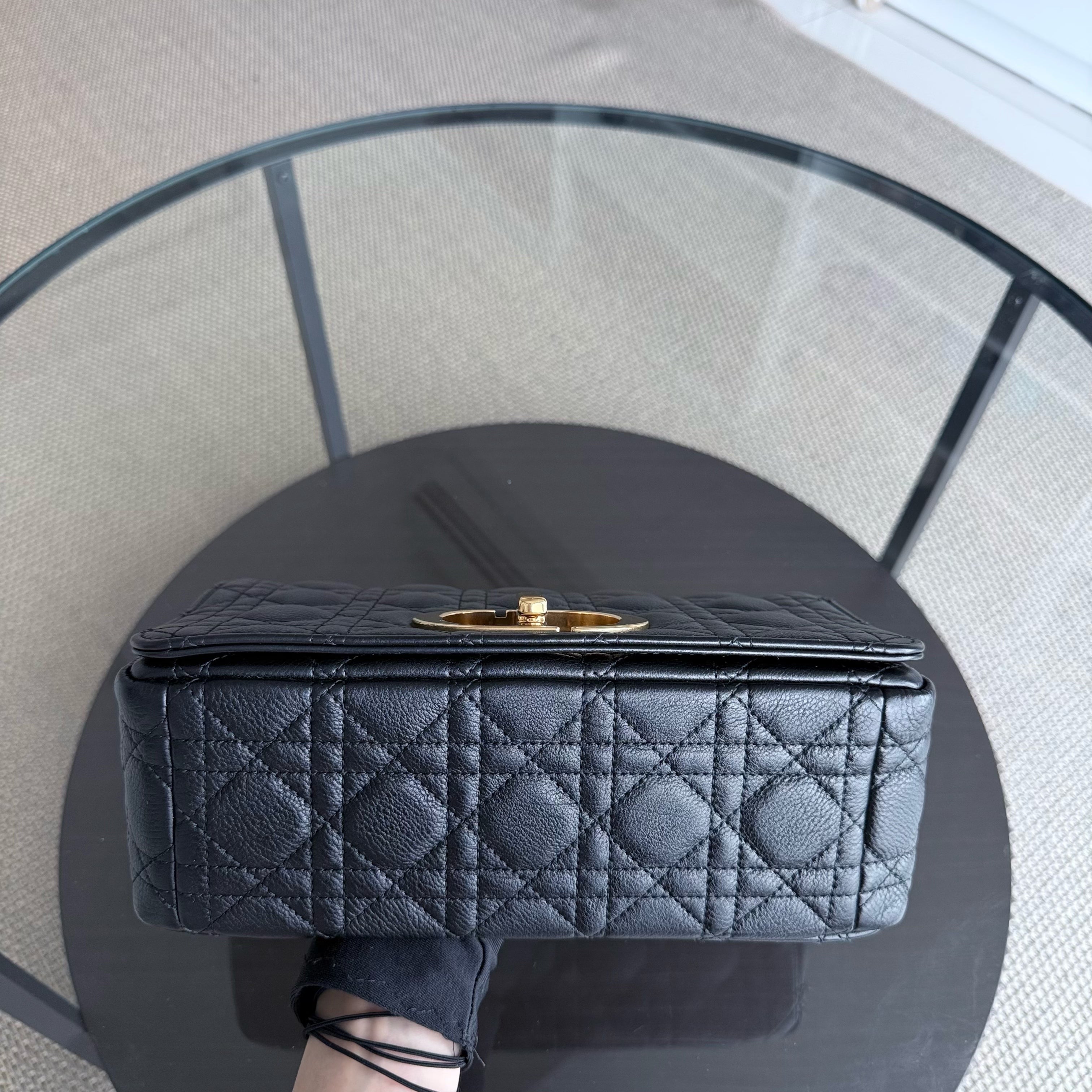 Dior Caro Medium - Cannage Grained Calfskin Black Gold Hardware