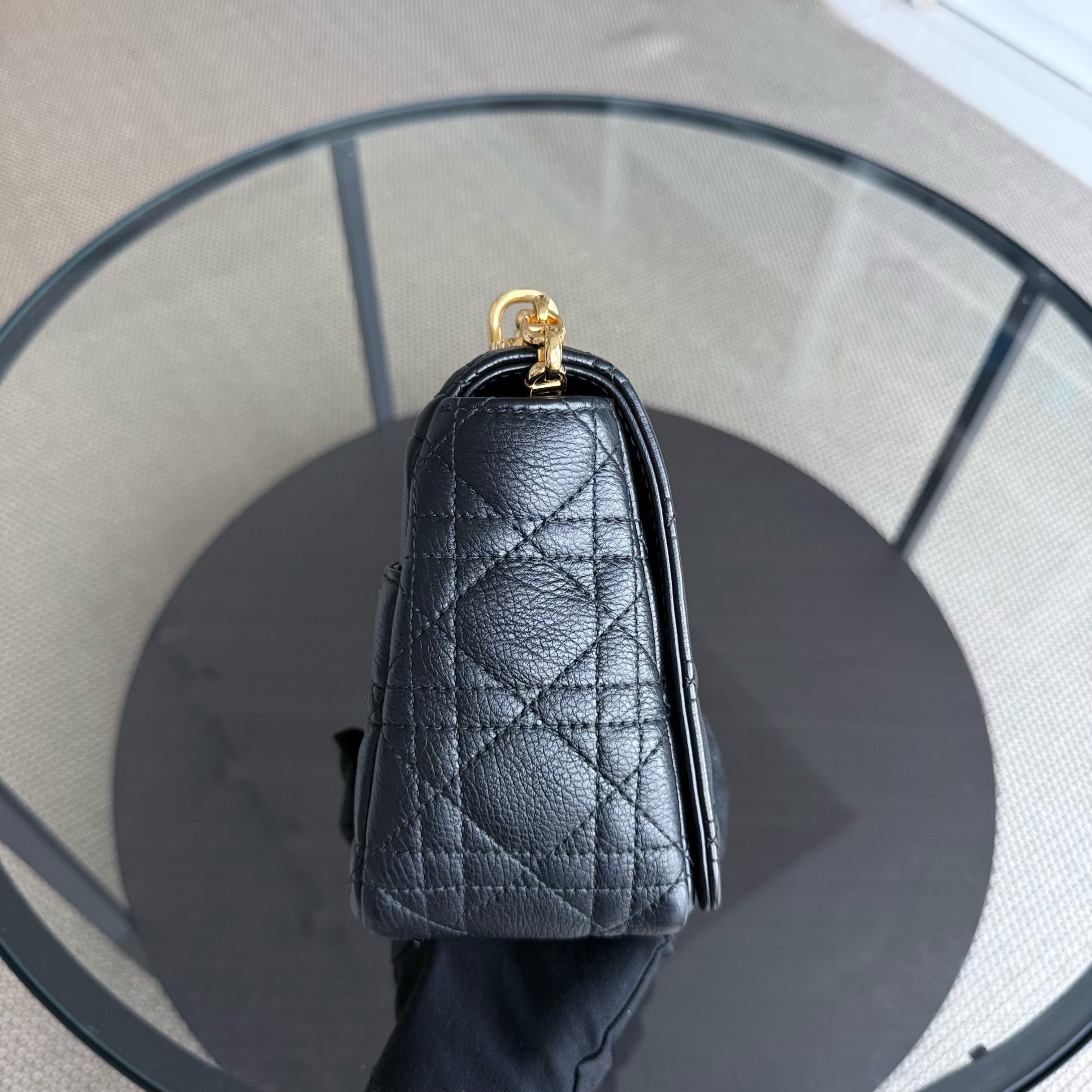 Dior Caro Medium - Cannage Grained Calfskin Black Gold Hardware