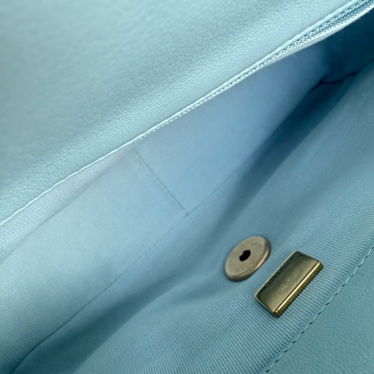 Chanel 19 Bag Small - Quilted Goatskin Light Blue Two-tone Gold Hardware Microchip